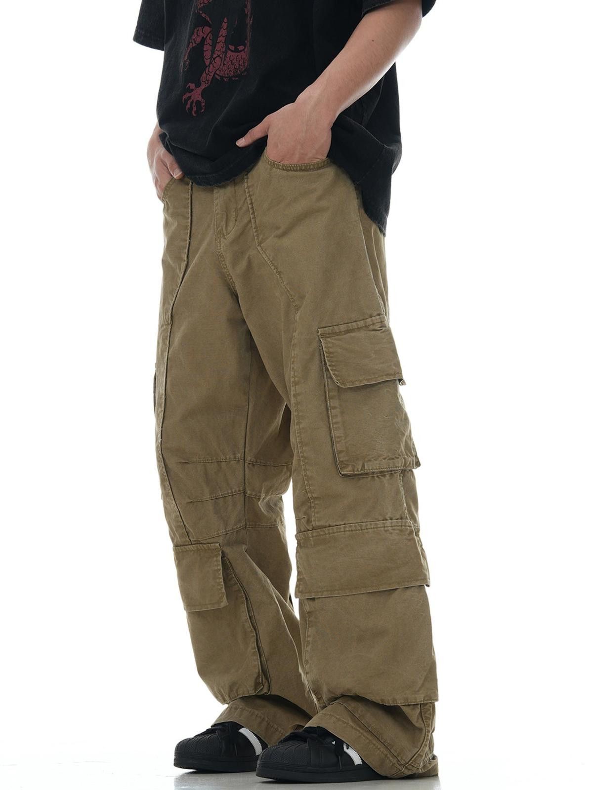 Japanese Brand Khaki Loose Fit Cargo Pants, Multi-Pocket Workwear Pants Size US 32 / EU 48 - 1 Thumbnail