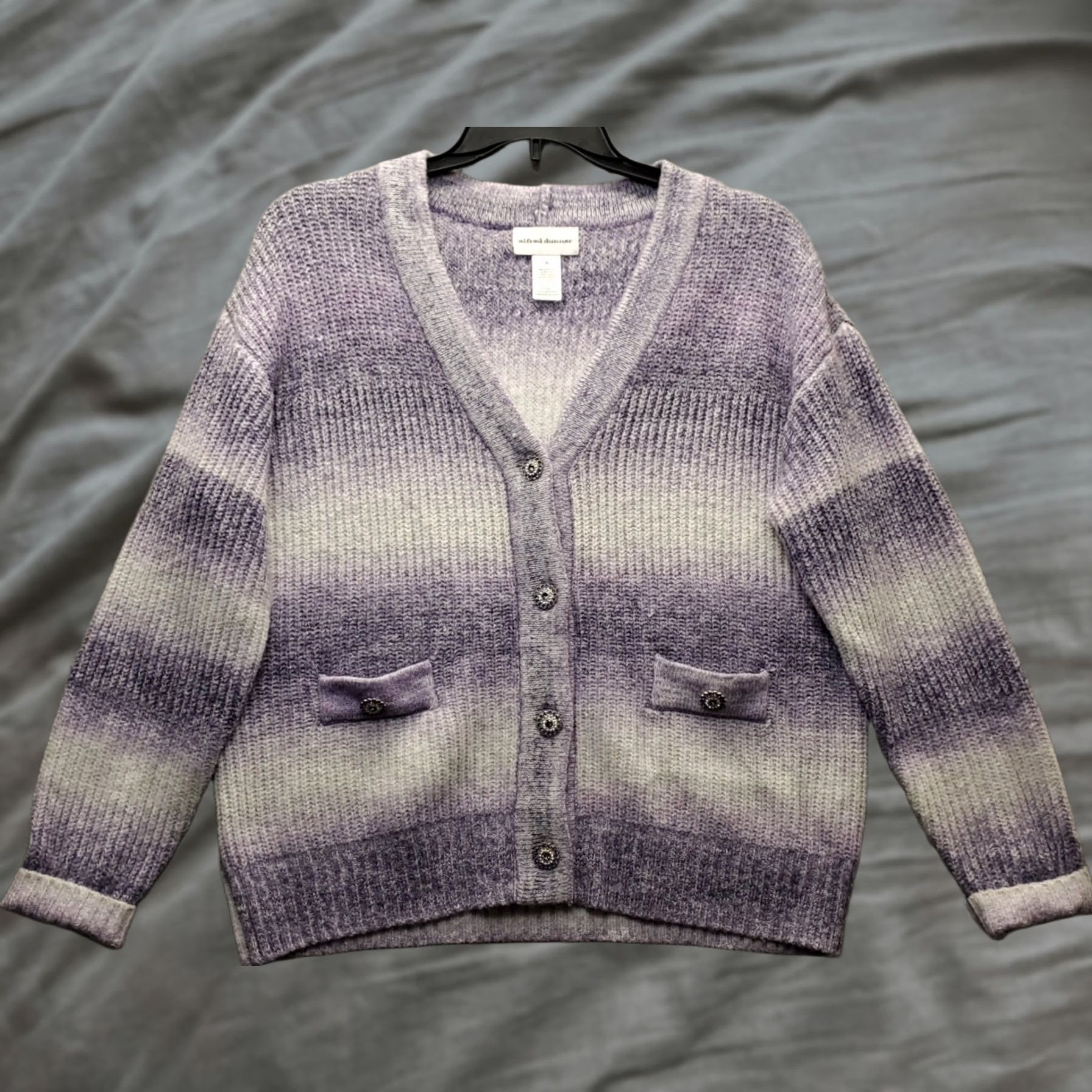 Vintage Alfred Dunner Cardigan Womens M Multi Striped Raglan Sleeve Button Front Size M / US 6-8 / IT 42-44 - 1 Thumbnail