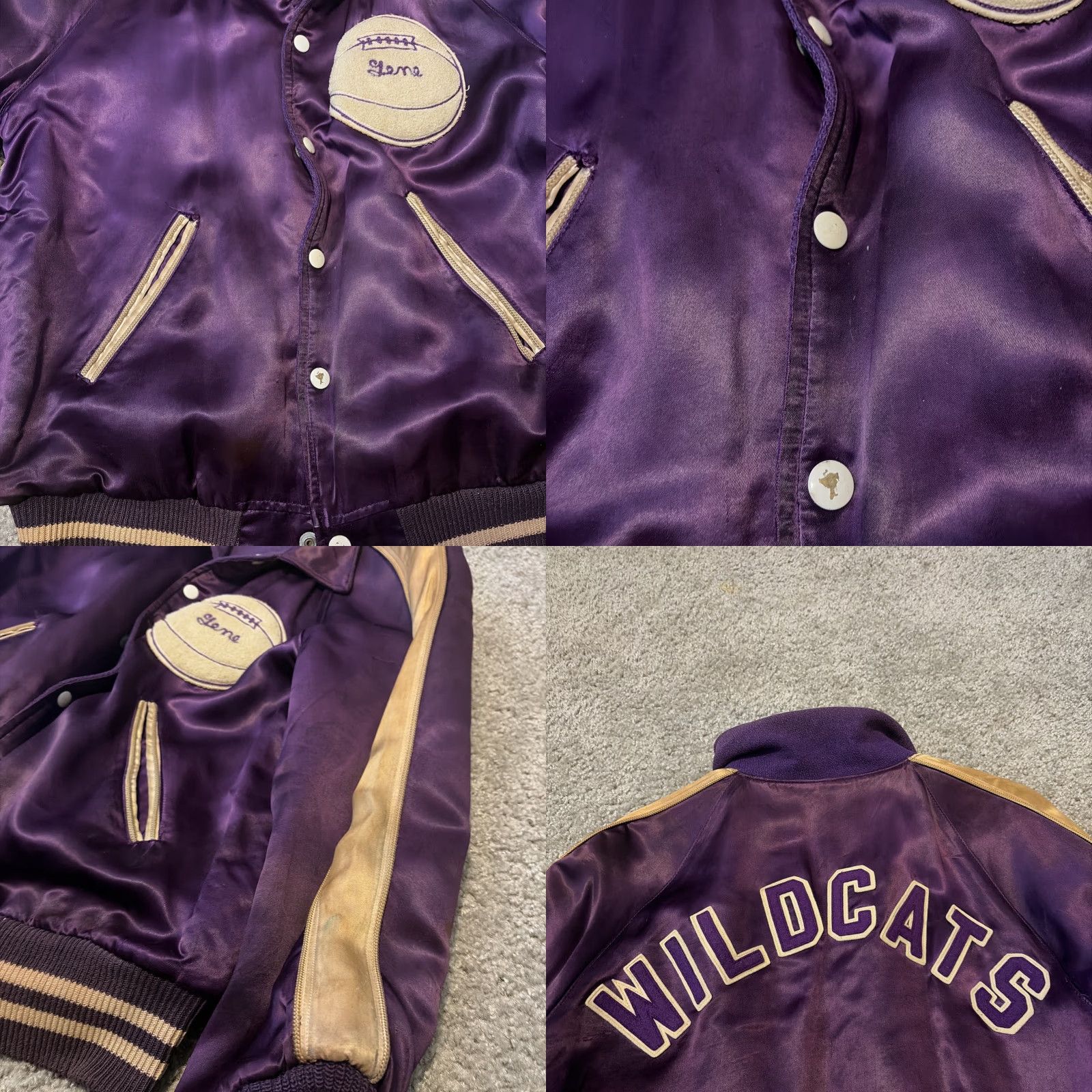 Vintage VINTAGE Wildcats “W” Purple Gold Reversible Wool Satin Varsity Letter Jacket L Mens Size US L / EU 52-54 / 3 - 8 Thumbnail