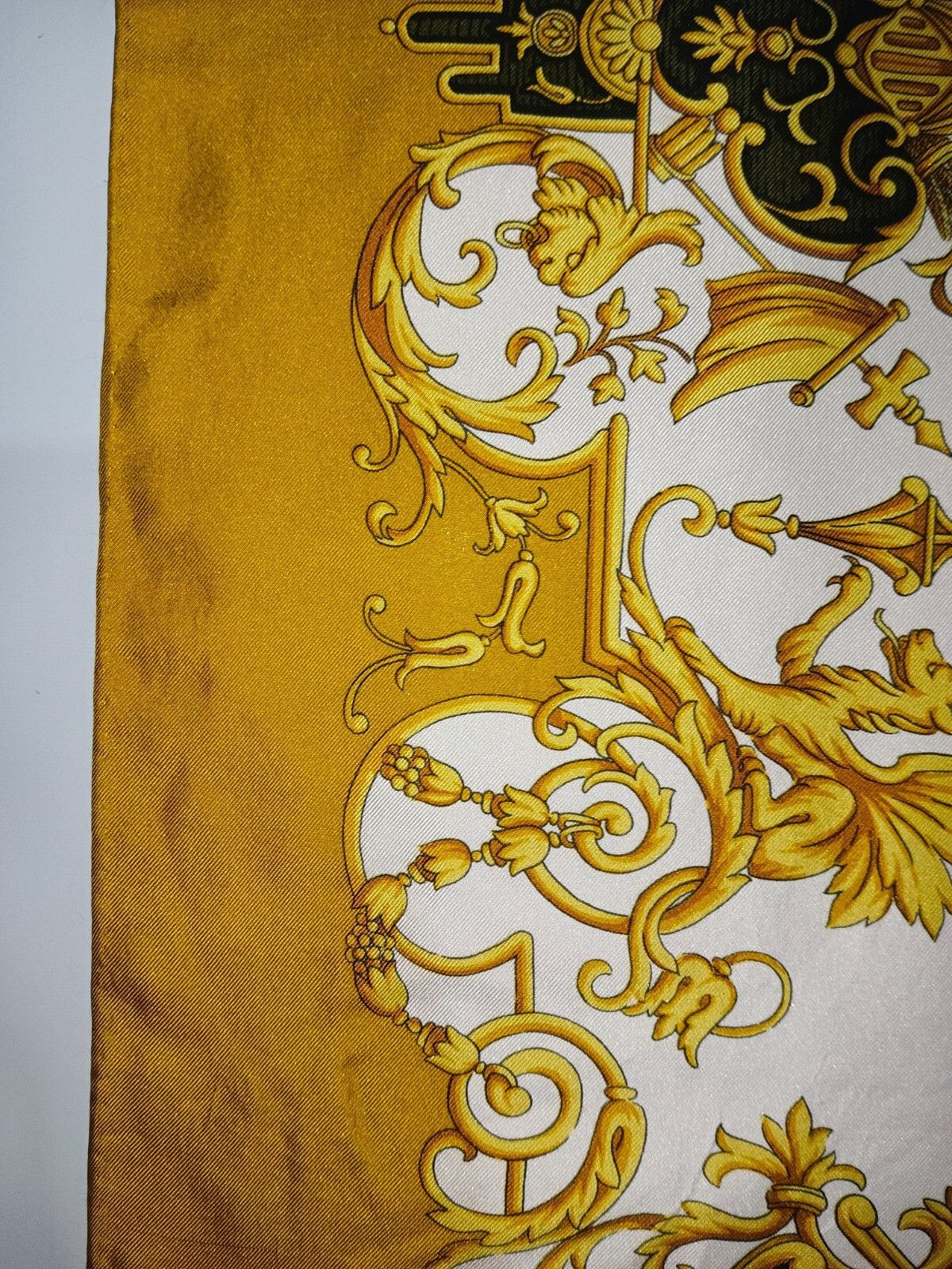 Lancel LANCEL Paris Victorian Baroque Gold Vintage Silk Scarf Size ONE SIZE - 7 Thumbnail