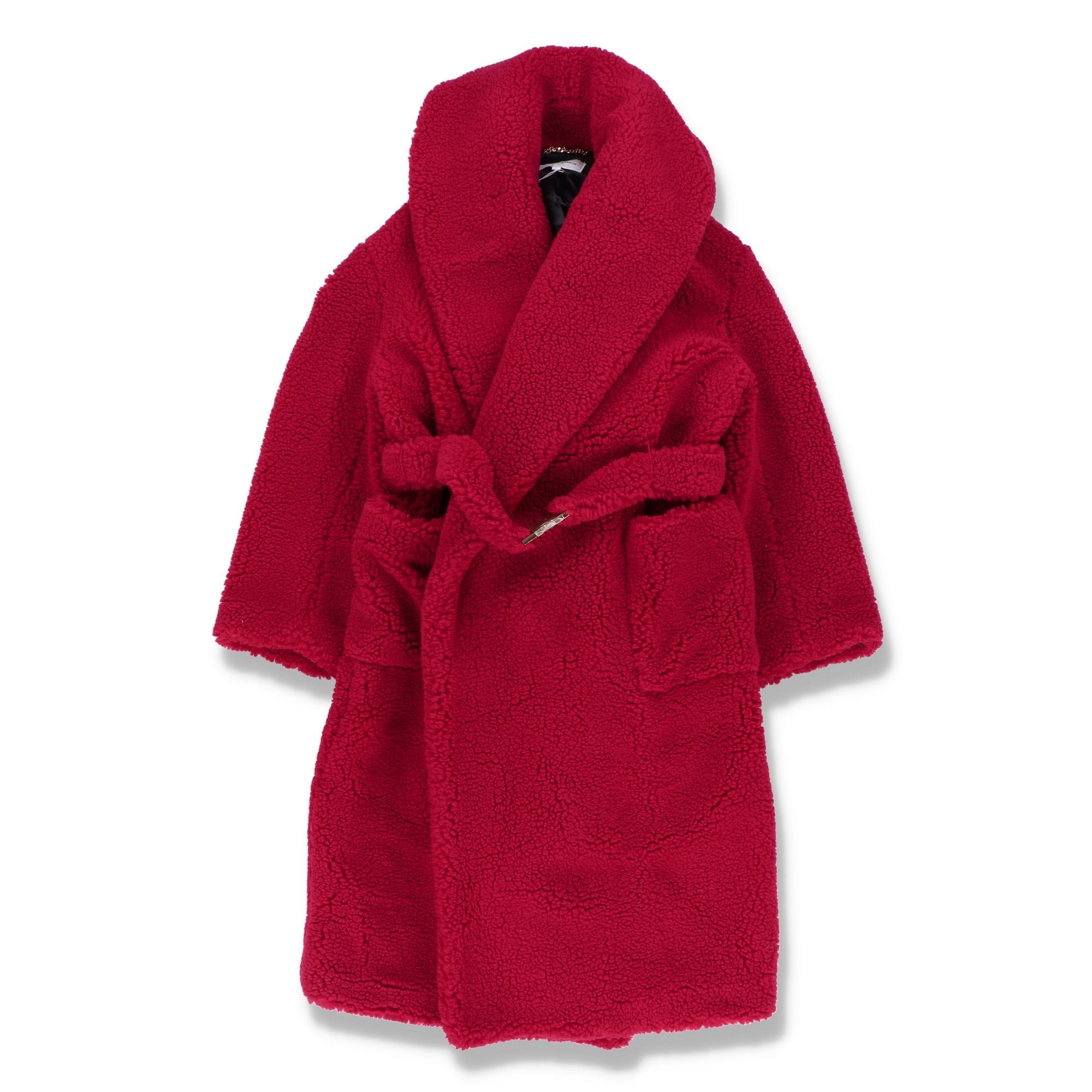 Casablanca Red Faux Shearling Belted Robe Coat Size S / US 4 / IT 40 - 1 Thumbnail