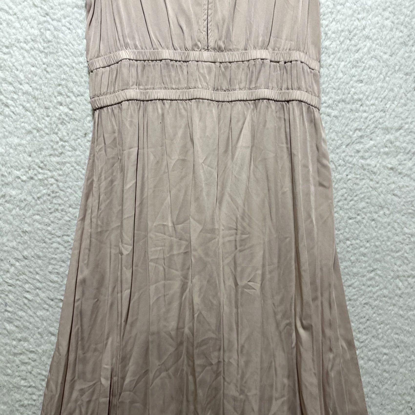 CLOT Cloth & Stone Sleeveless Women's M Deep-V Midi Dress Satin V-Neck Pullover Pink Size M / US 6-8 / IT 42-44 - 6 Thumbnail