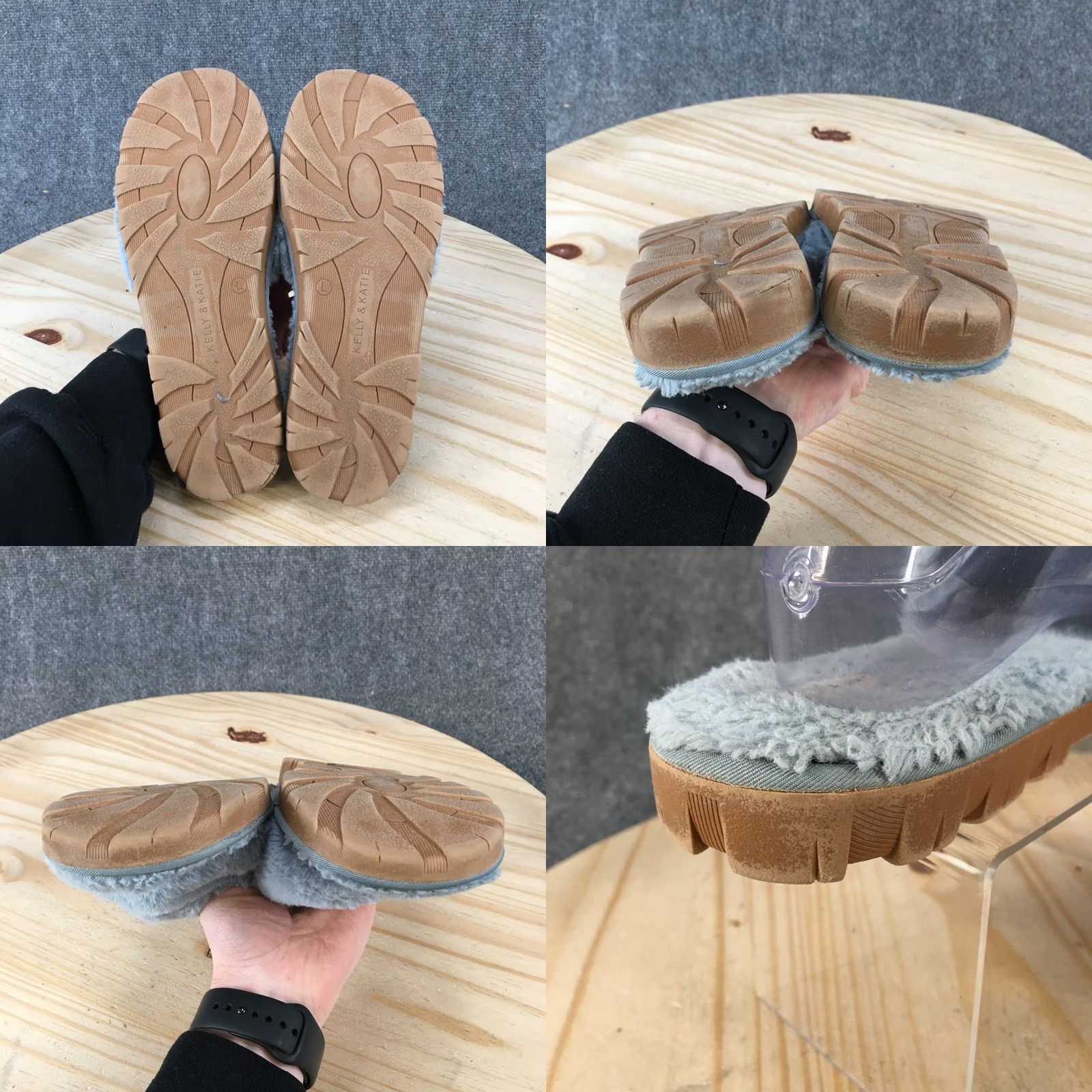 Vintage Kelly & Katie Slippers Womens 9-10 Blue Slides Faux Fur Cozy Indoor Comfort Slipper Size US 9 / IT 39 - 8 Thumbnail