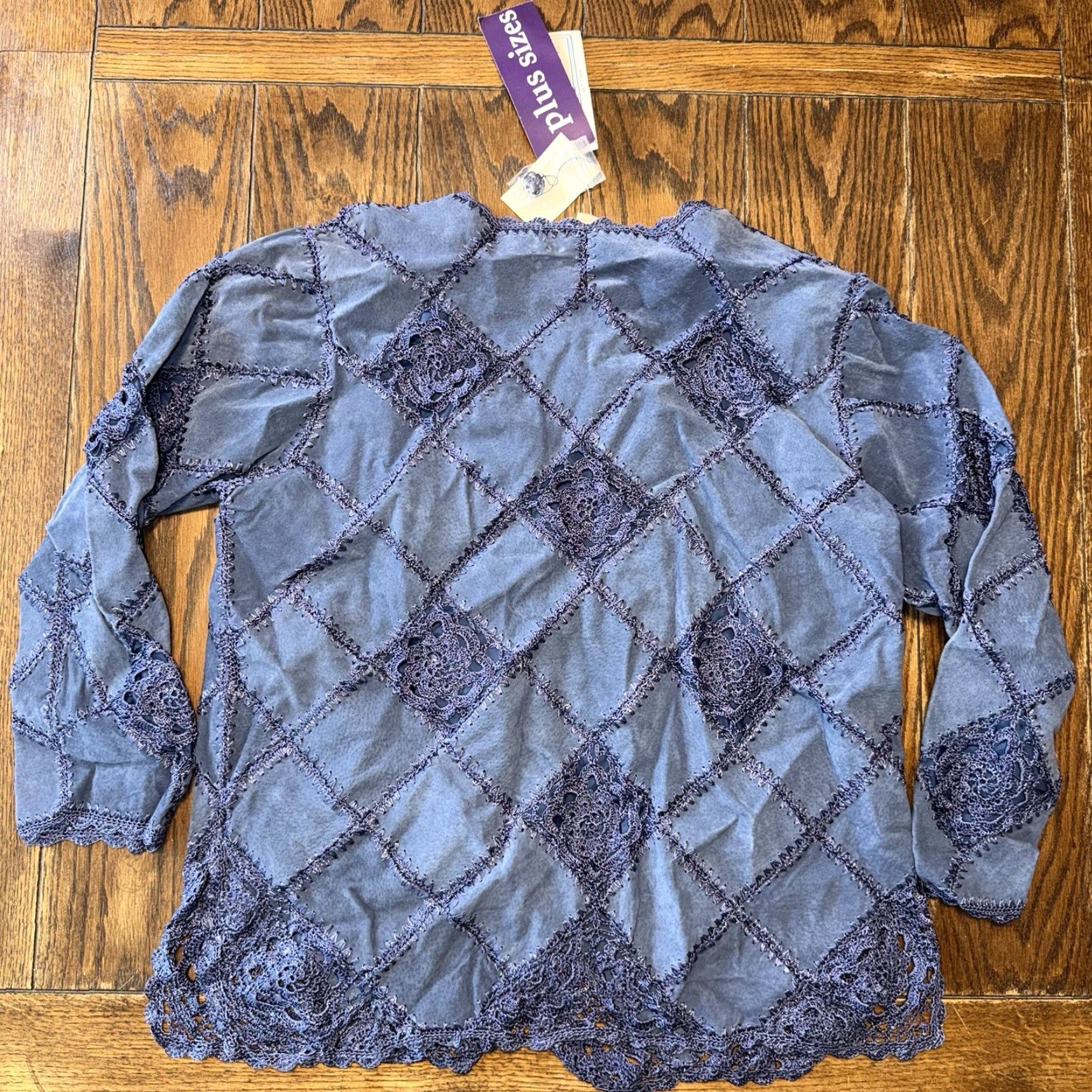 Vintage **Blue XL Suede Leather Jacket Crochet Trim Western Boho Style New** User: Blue XL Suede Leather Jacket Crochet Trim Western Boho Style New Size XL / US 12-14 / IT 48-50 - 6 Thumbnail
