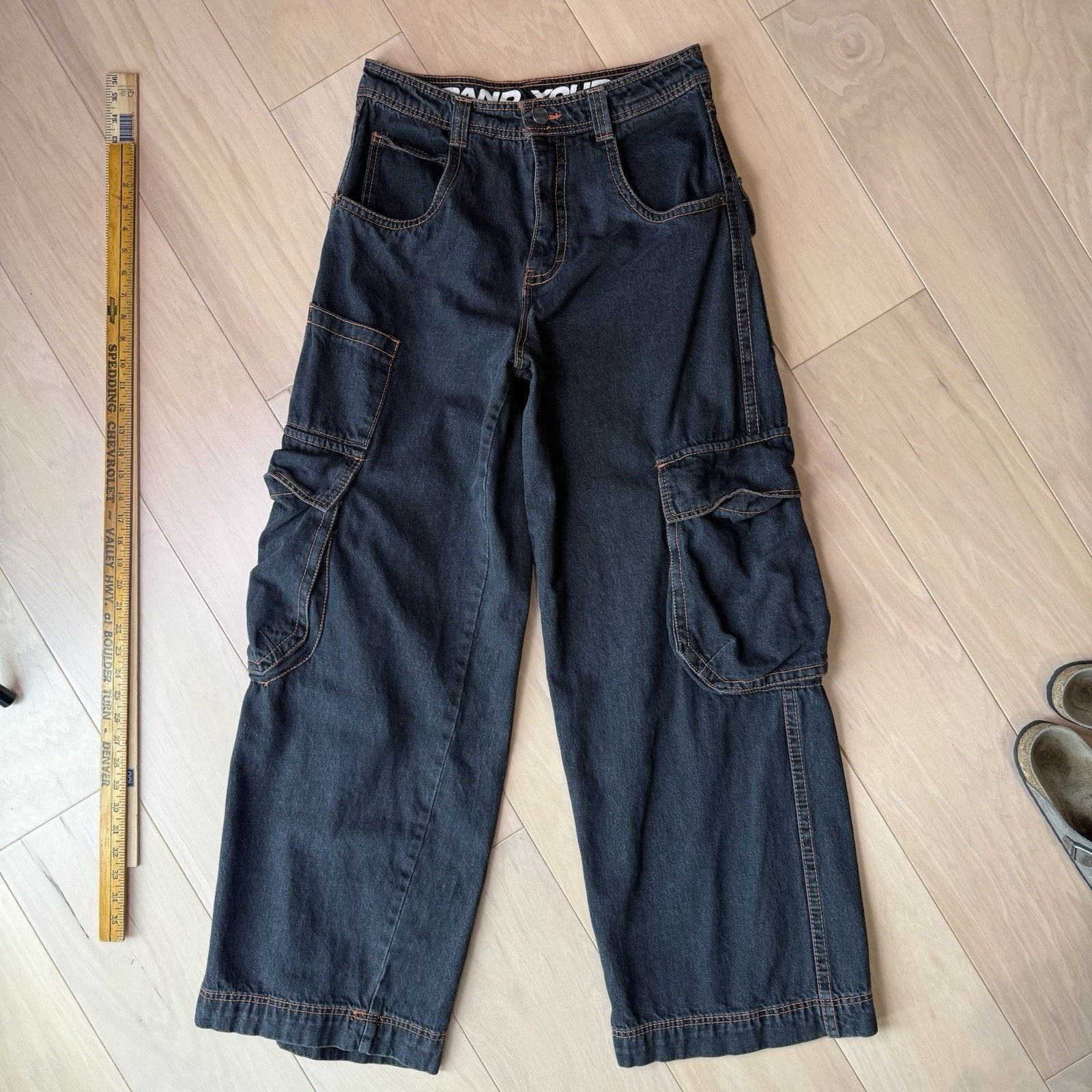 Alabaster Industries ALAB Mega Overheat Cargo Jeans 31 Black Baggy Denim Size US 31 - 3 Thumbnail