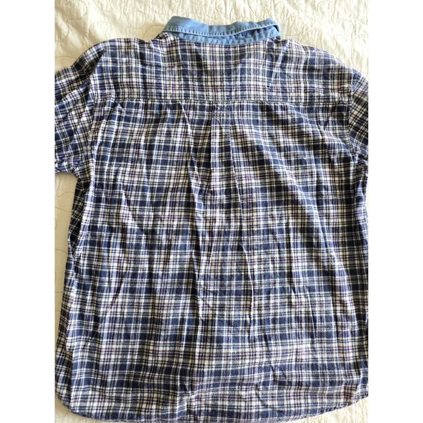 Vintage Vintage 90s Blue Plaid Button Up Mens XL Mountain Lake Grunge Skater Shirt Size US XL / EU 56 / 4 - 7 Thumbnail