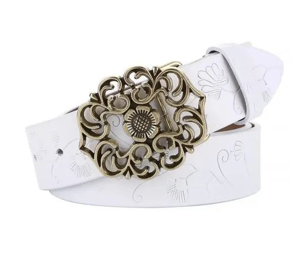 Japanese Brand × Vintage Fancy Floral Curved Buckle Genuine Leather Belt Size ONE SIZE - 2 Thumbnail