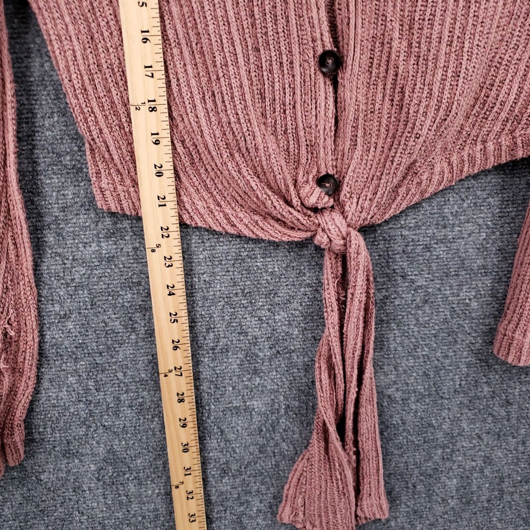 Vintage Altar'd State Sweater Cardigan Womens S Pink Knit Flared Front Tie V-Neck Open-Knit Casual Fall Spring Winter Size S / US 4 / IT 40 - 5 Thumbnail