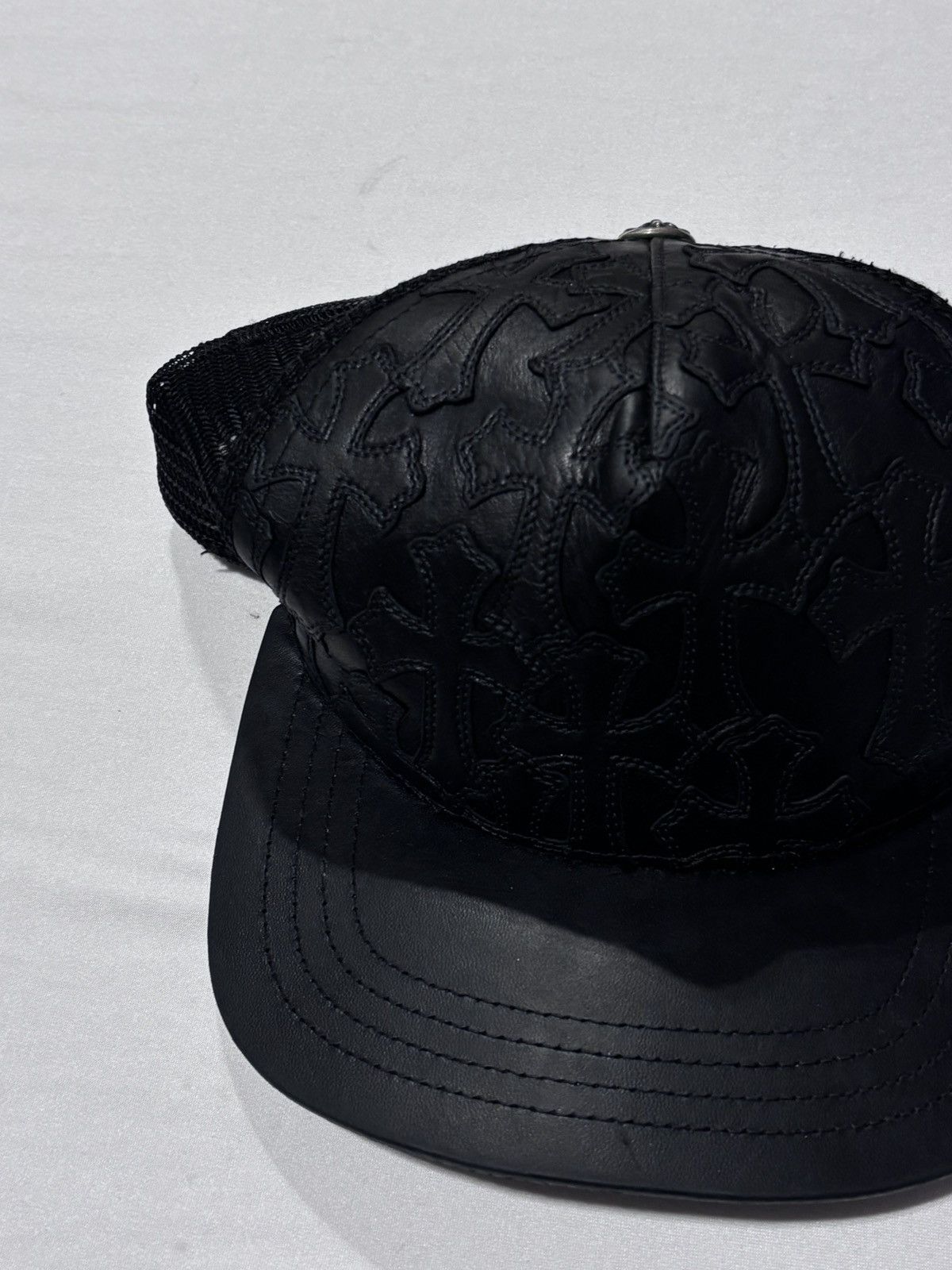 Chrome Hearts Chrome Hearts Cemetery Cross Leather Stitched Trucker Hat Size ONE SIZE - 2 Thumbnail