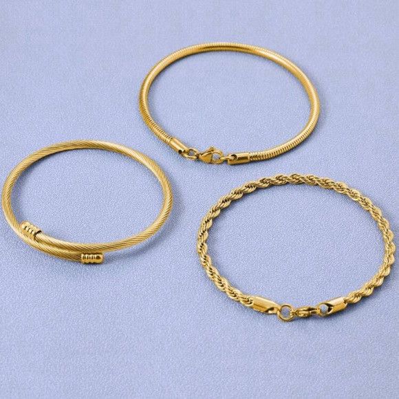 Other Women 3Pcs/Set Stainless Steel Bracelet Size ONE SIZE - 3 Thumbnail