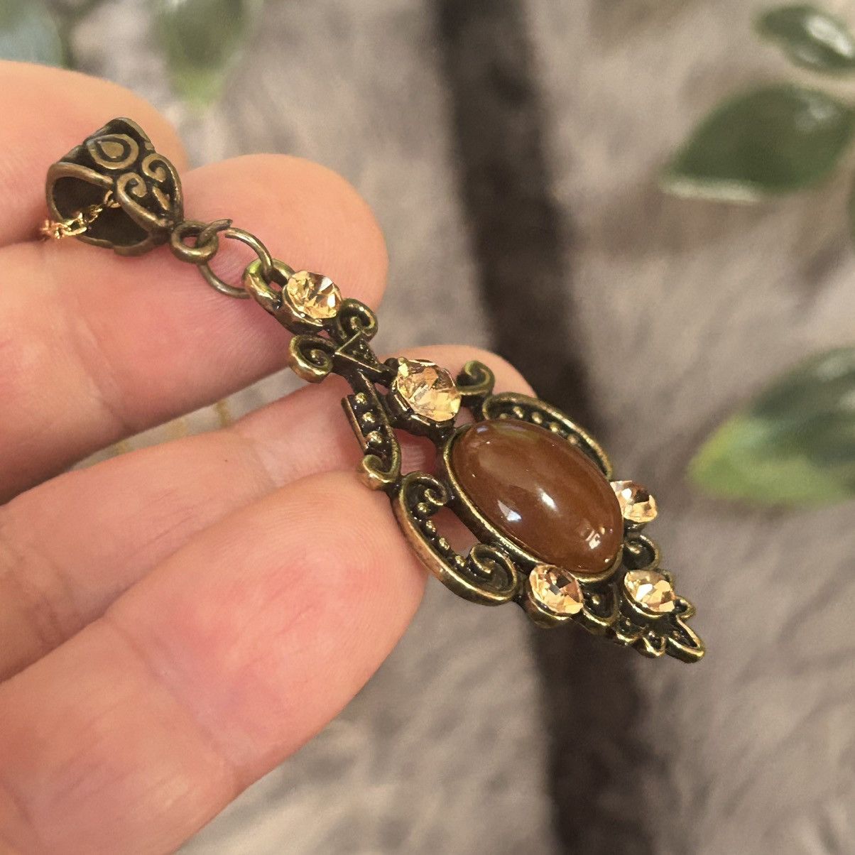 Vintage Vintage chocolate cabochon champagne stone necklace Size ONE SIZE - 7 Thumbnail