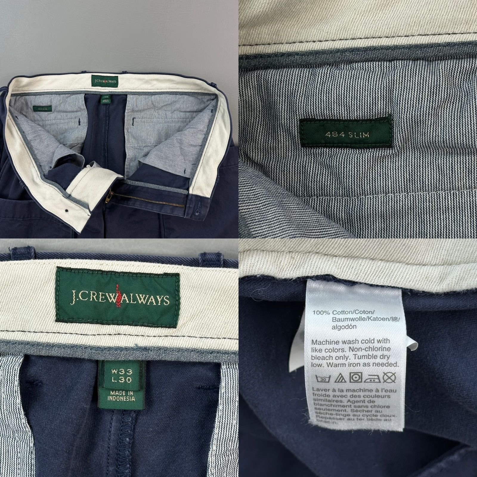 J.Crew J.CREW 484 Slim Fit Chino Pants Mens 33x30 34x30 Navy Blue Oarsman Casual Size US 33 - 8 Thumbnail