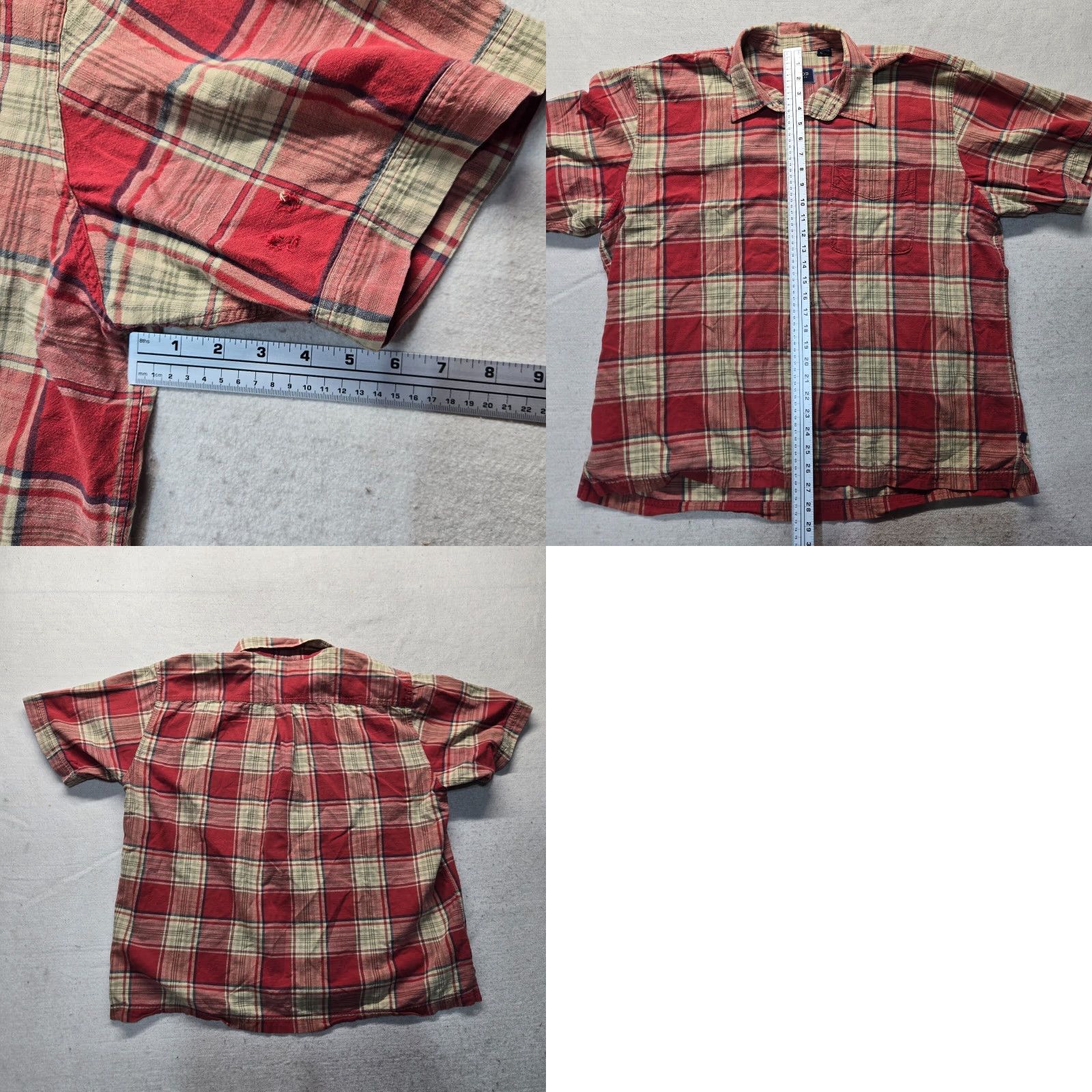 Izod IZOD Jeans Shirt Adult Men 2XL Red Plaid Short Sleeve Button Up Comp | Classic Casual, Travel Size US 39 - 8 Thumbnail
