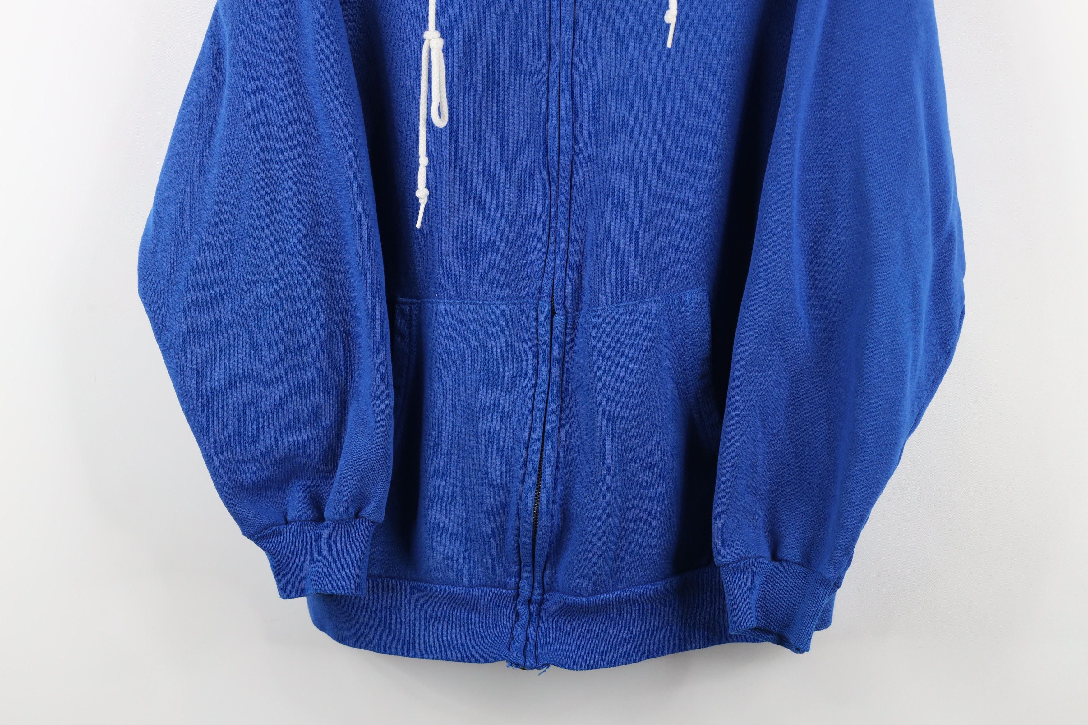 Hanes × Vintage Vintage 80s 90s Hanes Streetwear Full Zip Hoodie Royal USA Size US L / EU 52-54 / 3 - 3 Thumbnail