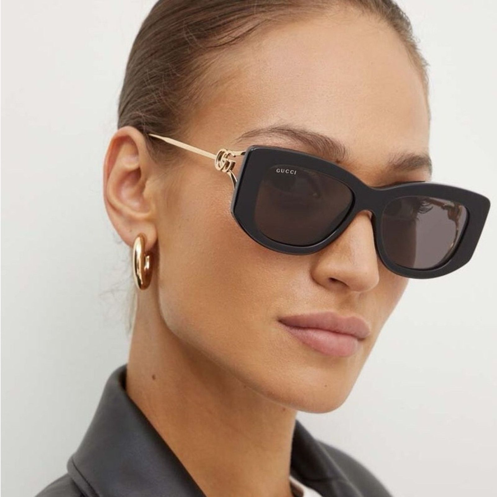 Gucci Women Sunglasses Black Gold Grey Butterfly GG1566S 001 BRAND NEW Gucci NEW Gucci Sunglasses GG1566S 001 Black Gold Grey Women  main image 2