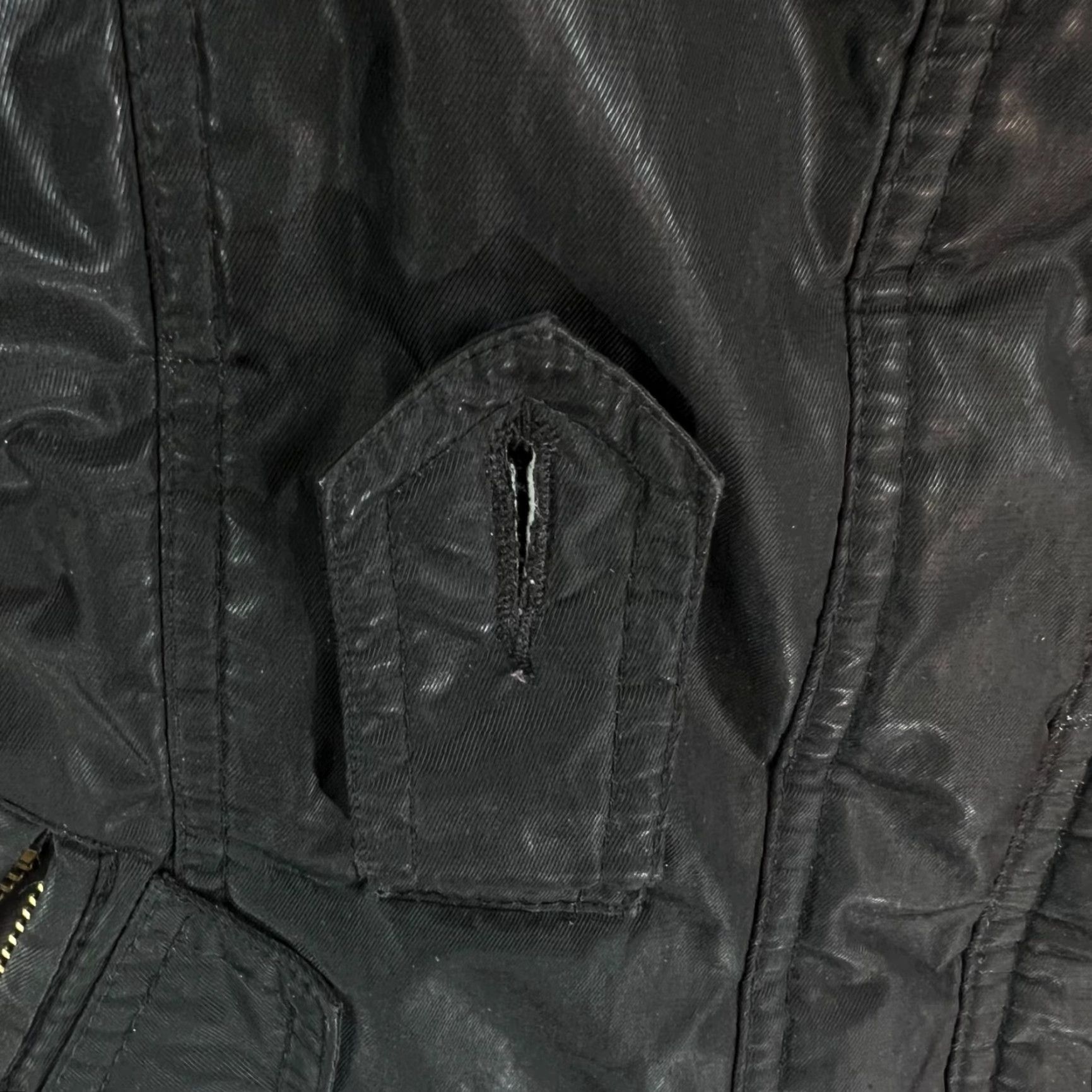 Vintage NYC Jacket Women XL Black Shine 90s Insulated Lined Zip Womens Size XL / US 12-14 / IT 48-50 - 3 Thumbnail
