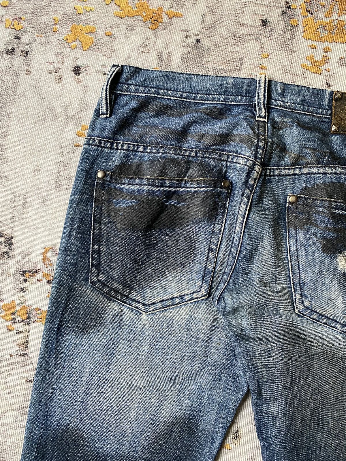 Tornado Mart Midas Waxed Claw Mark Distressed Flare Design Denim Size US 30 / EU 46 - 18 Thumbnail