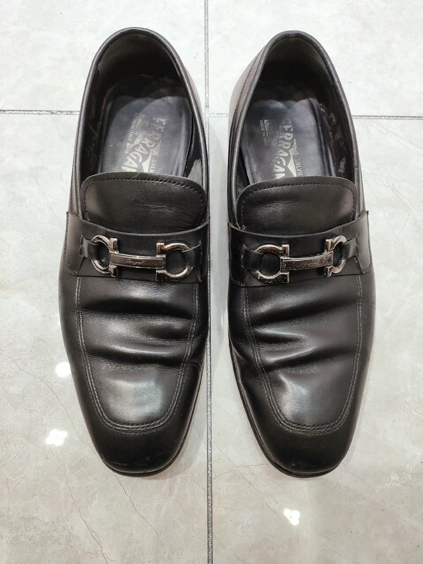 Salvatore Ferragamo Ferragamo Men's Black Genuine Leather Casual Shoes K29 Size US 9 / EU 42 - 1 Thumbnail