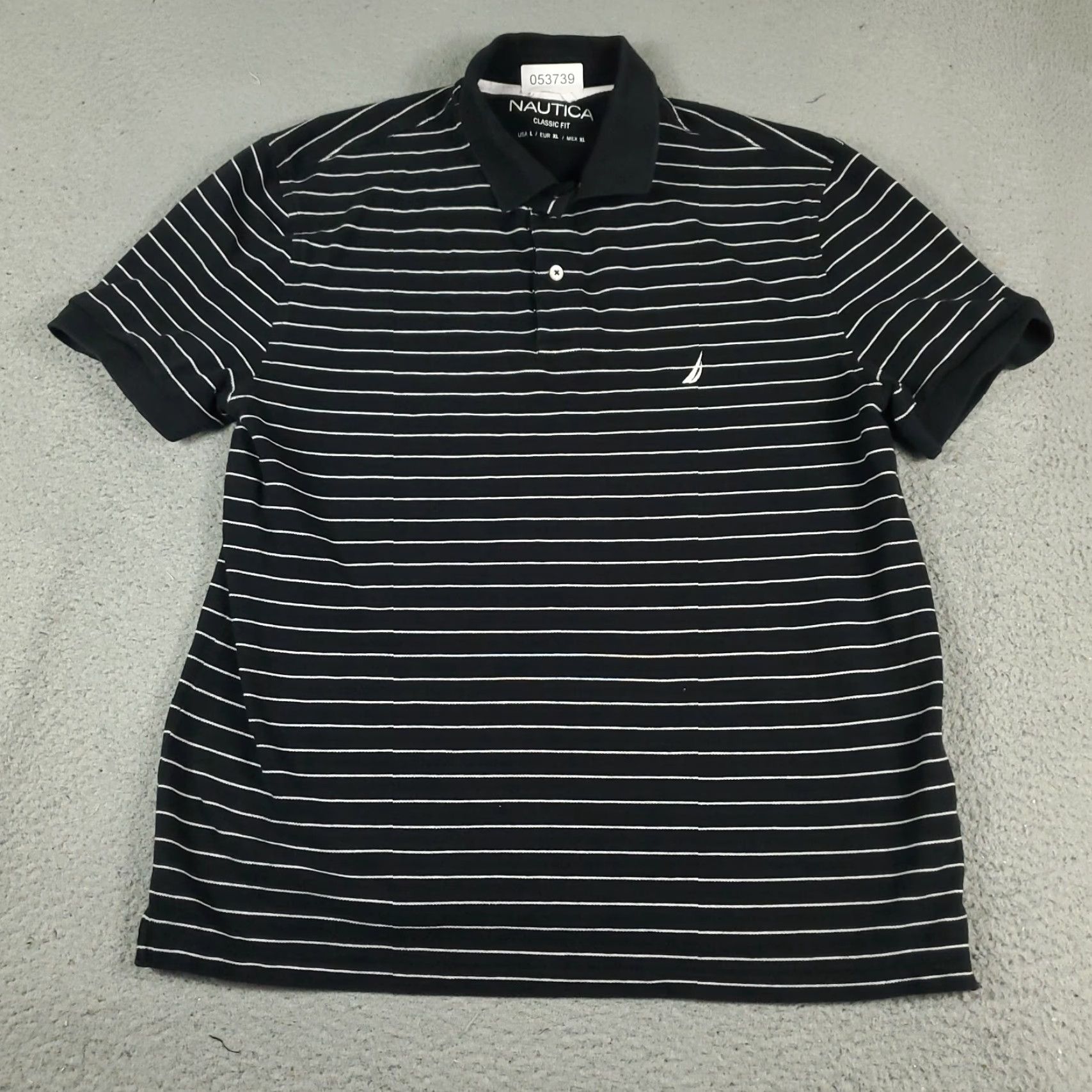 Nautica Nautica Polo Shirt Adult Large White Striped Casual Short Sleeve Mens Size US L / EU 52-54 / 3 - 2 Thumbnail