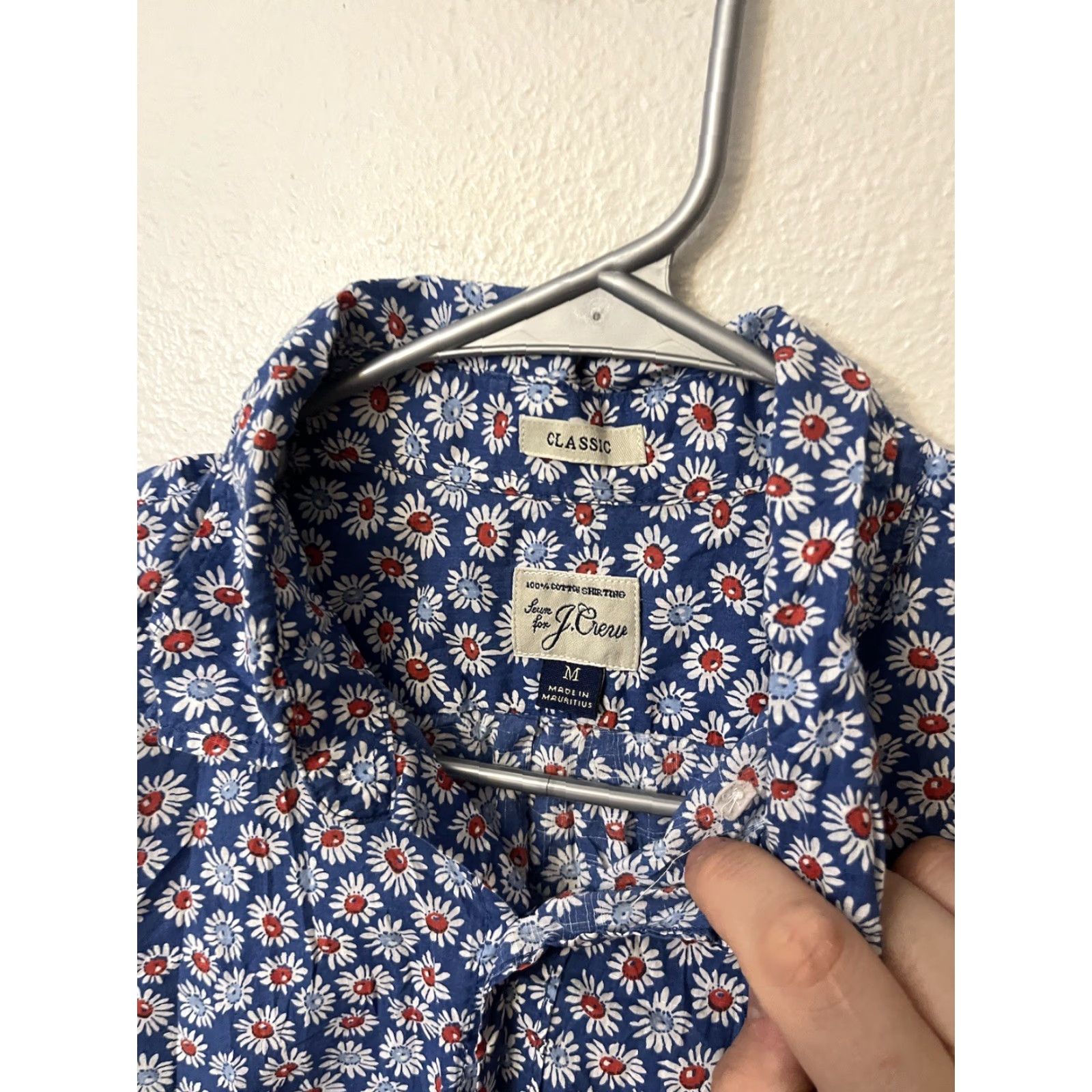 J.Crew J. Crew Short Sleeve Shirt in Blue Flower Print, Cotton Slub, Button-Up, Size M, Multicolor, Floral Pattern, Casual, Men, Button-Down Collar, Slim Fit Size US M / EU 48-50 / 2 - 2 Thumbnail