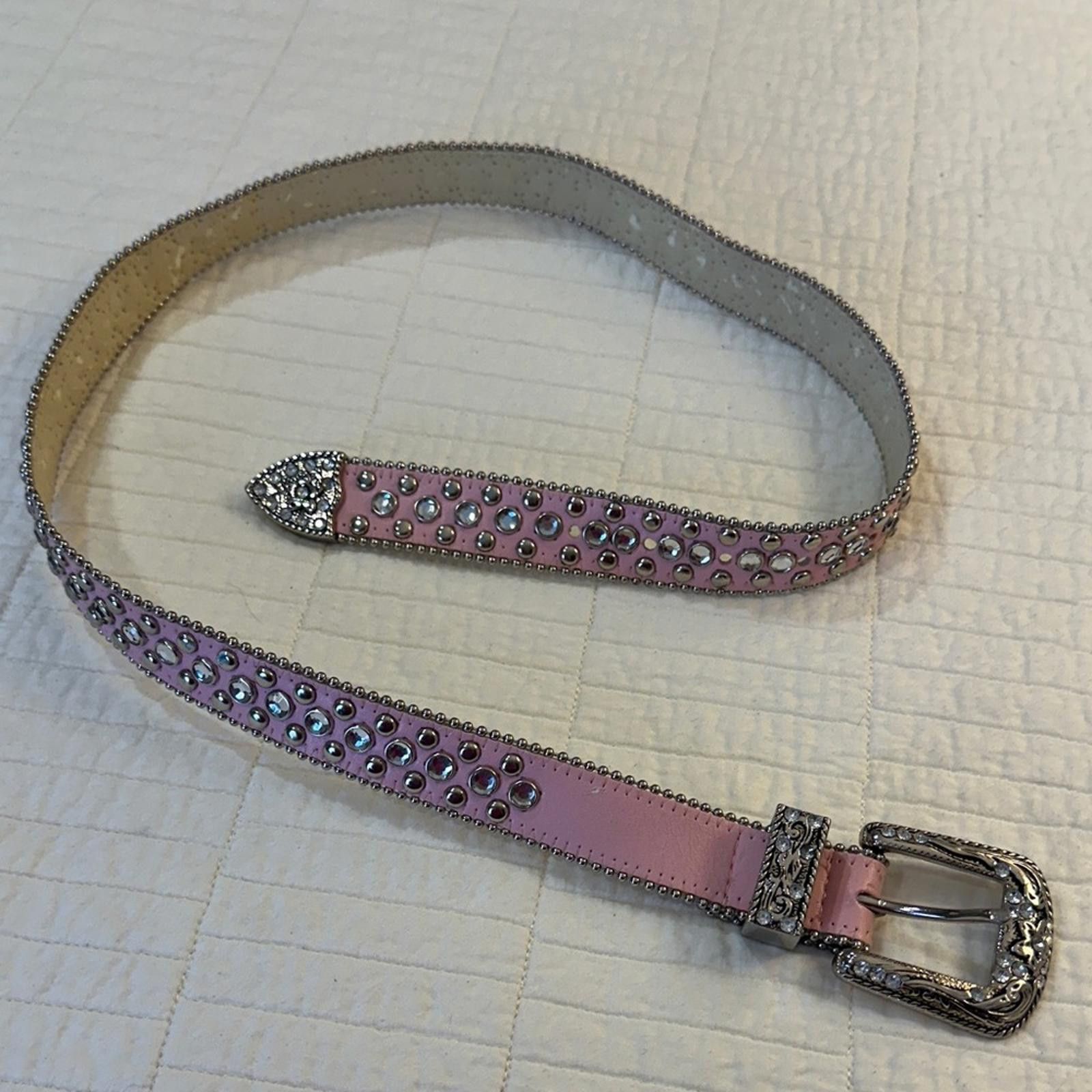 Other Y2K 90’s western Pink Studded Belt Big Belt Size ONE SIZE - 1 Thumbnail