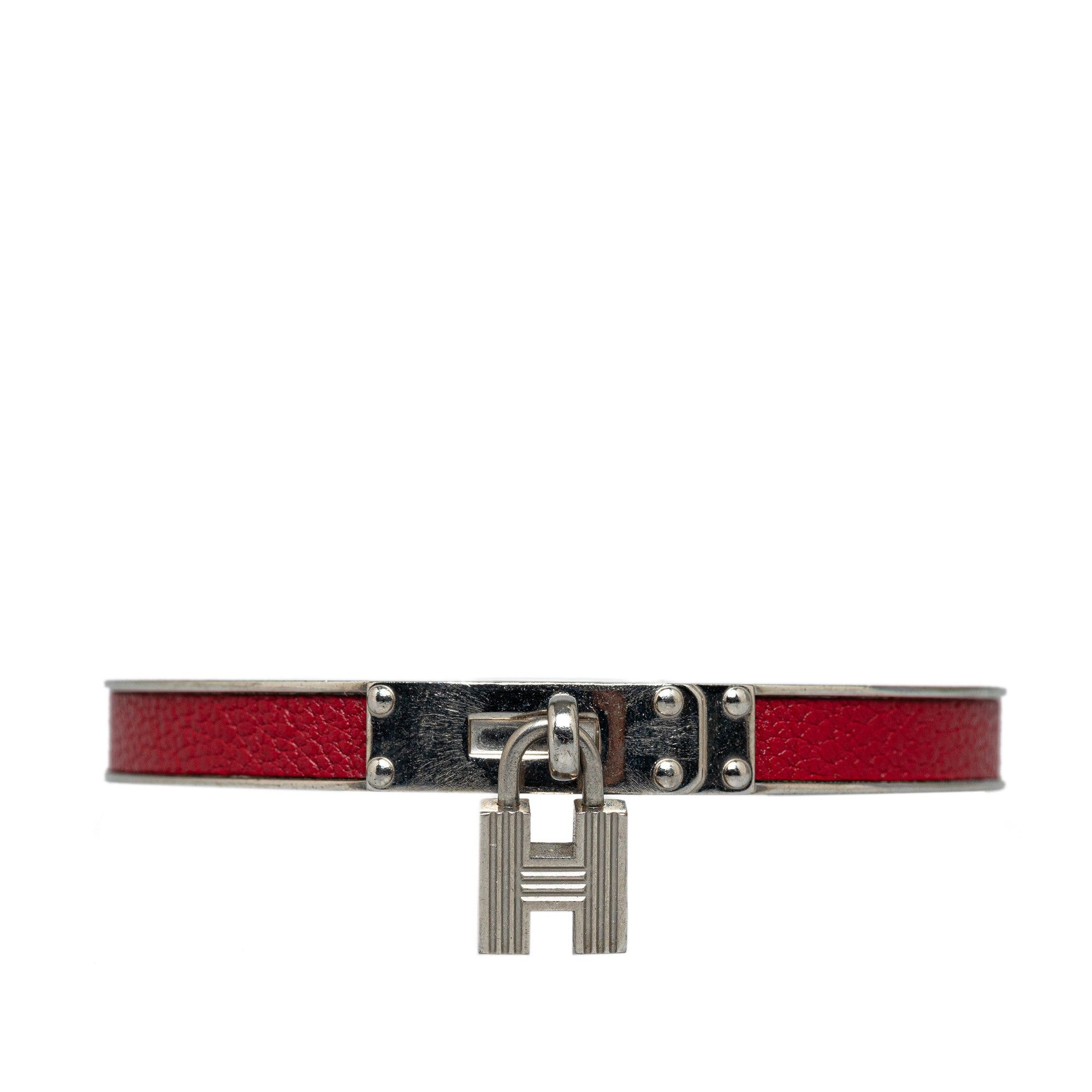 image of Hermes Kelly H Lock Cadena Bangle Costume Bracelet in Red, Women's