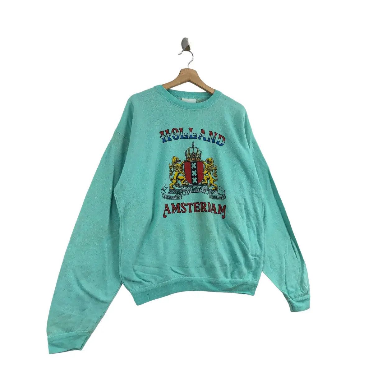 Vintage Vtg 90’ AMSTERDAM HOLLAND CREST Motto Sweatshirt Collegiate Size XL / US 12-14 / IT 48-50 - 4 Thumbnail