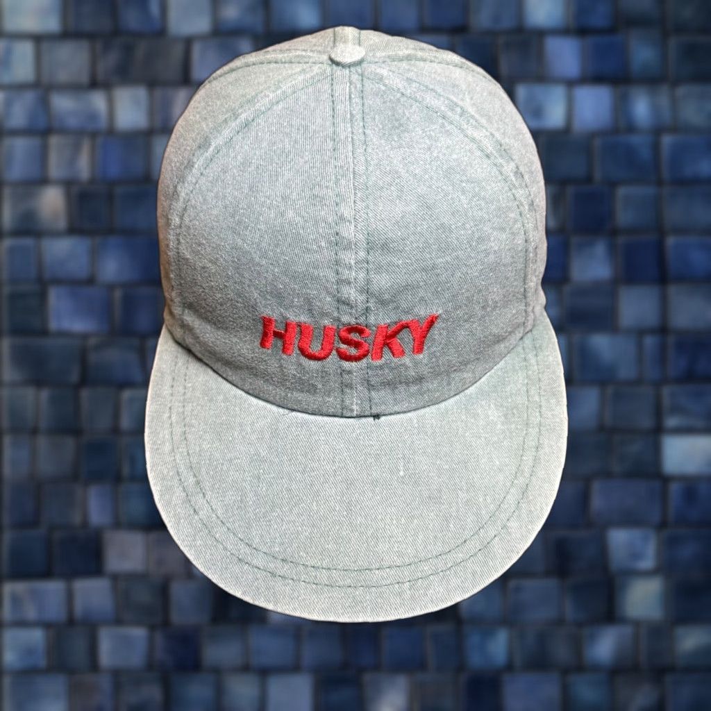 Vintage Husky Hat Adjustable Strap Back Denim Cap Green Mens One Size Baseball Cap Casual Everyday Cap Size ONE SIZE - 1 Thumbnail