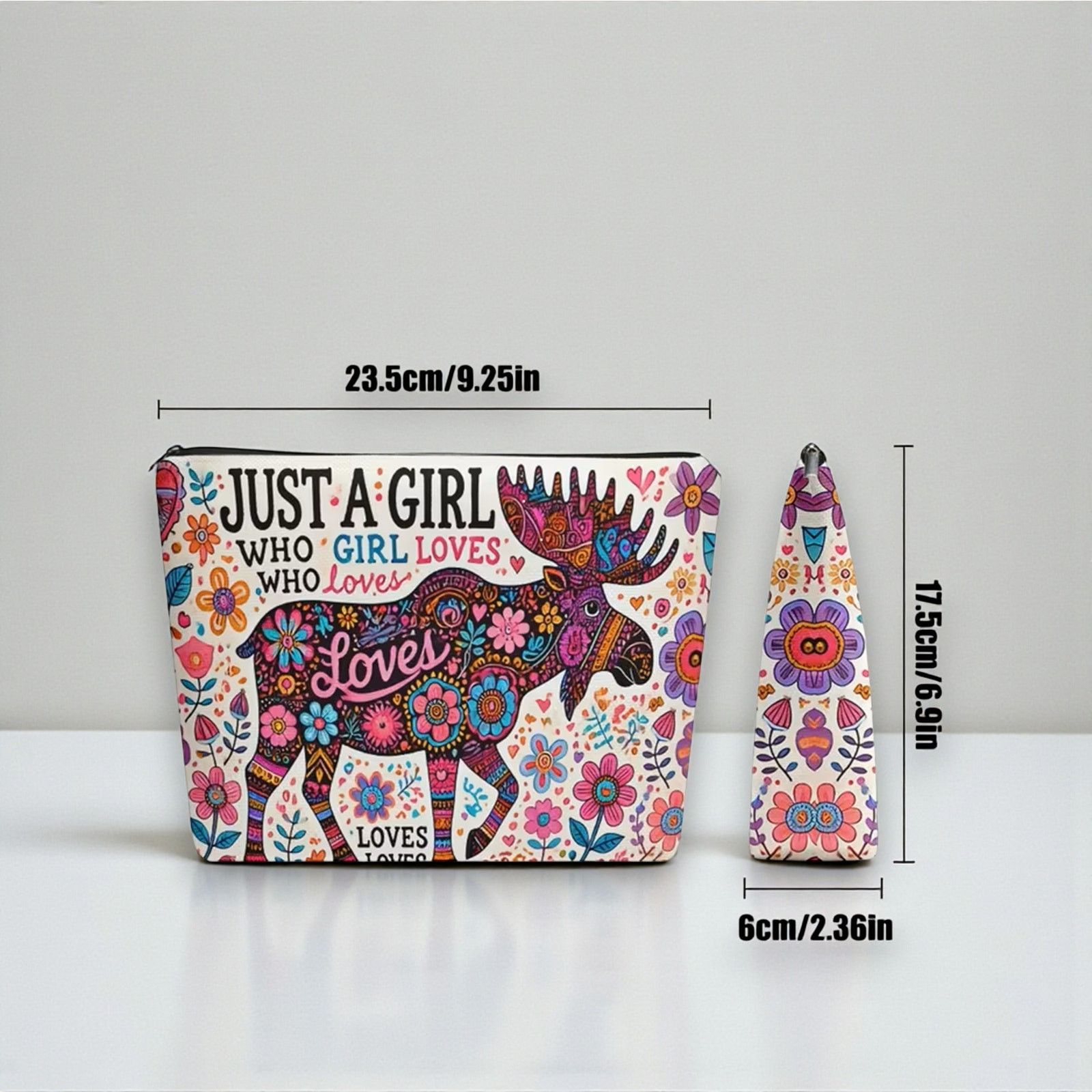Other Just a Girl Who Loves Moose Linen Cosmetic Bag Makeup Pouch Size ONE SIZE - 2 Thumbnail