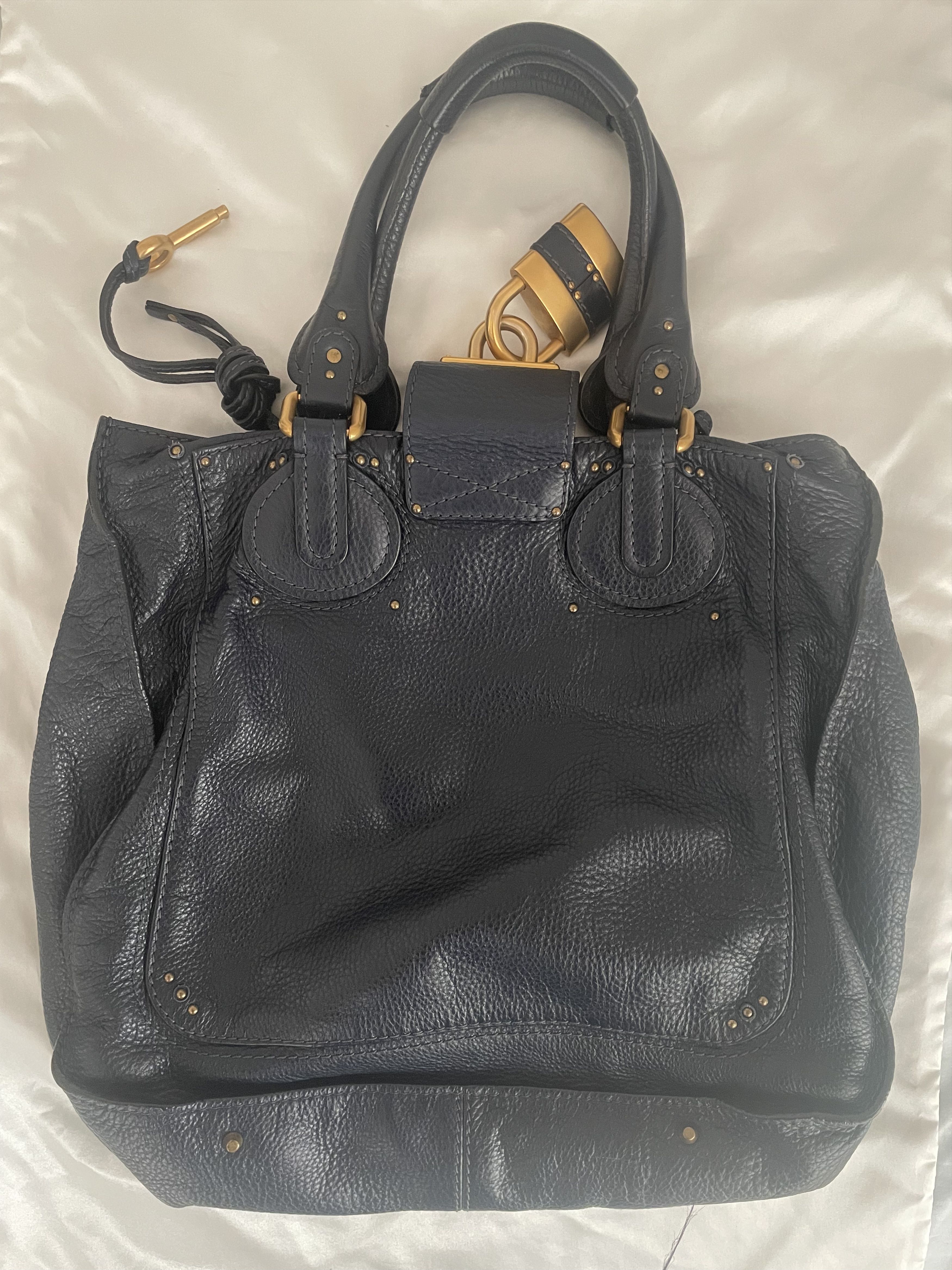 Chloe Chloe Paddington Hangbag Leather Gold Navy RARE Size ONE SIZE - 3 Thumbnail