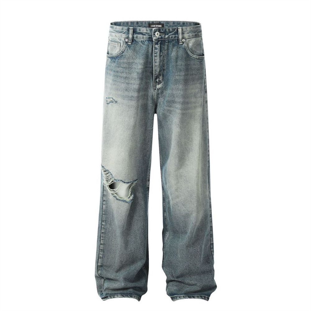 Japanese Brand × Jean Men's loose casual straight washed distressed jeans Size US 34 / EU 50 - 1 Thumbnail