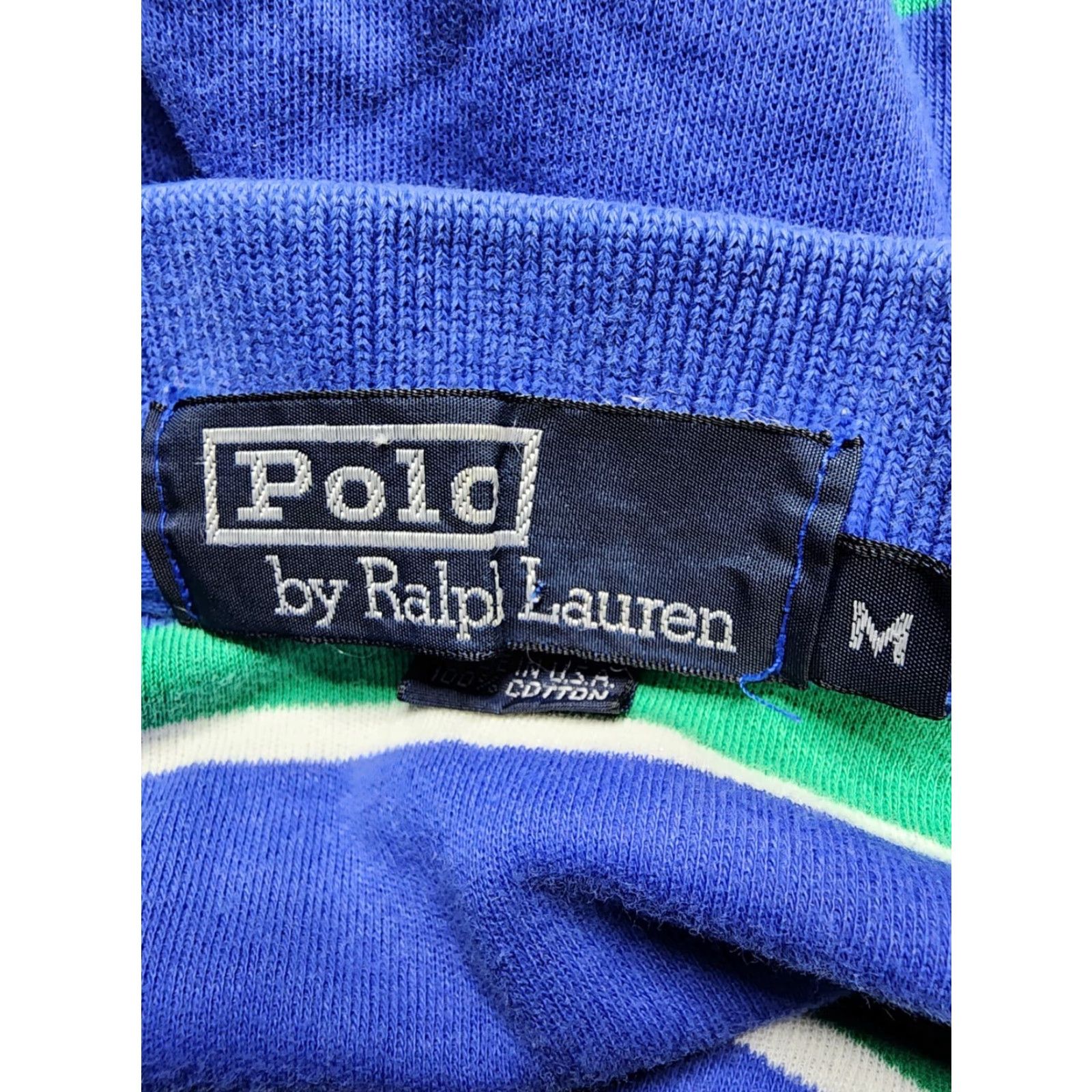 Polo Ralph Lauren VINTAGE Polo Ralph Lauren Shirt Men Large Blue Striped Slim Fit Made In USA Distressed Button Short Sleeve Cotton 100% Logo Embroidered Size US M / EU 48-50 / 2 - 7 Thumbnail