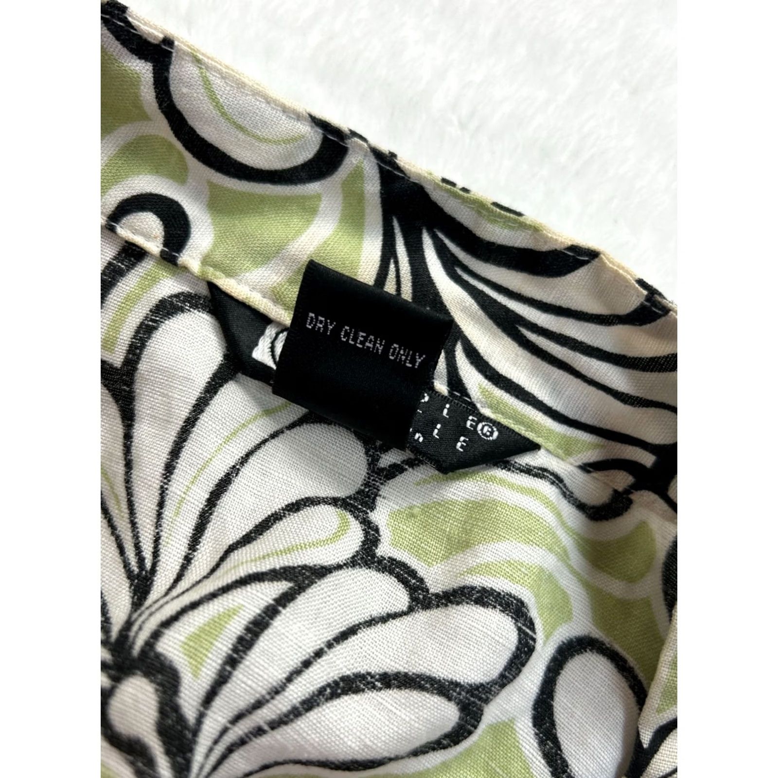 Vintage Carole Little Woman Linen Floral Print Button Down Shirt Top 1X Green Black - Casual Shirt Women, 3/4 Sleeve, Lightweight, Bohemian, Vintage No Size XL / US 12-14 / IT 48-50 - 5 Thumbnail