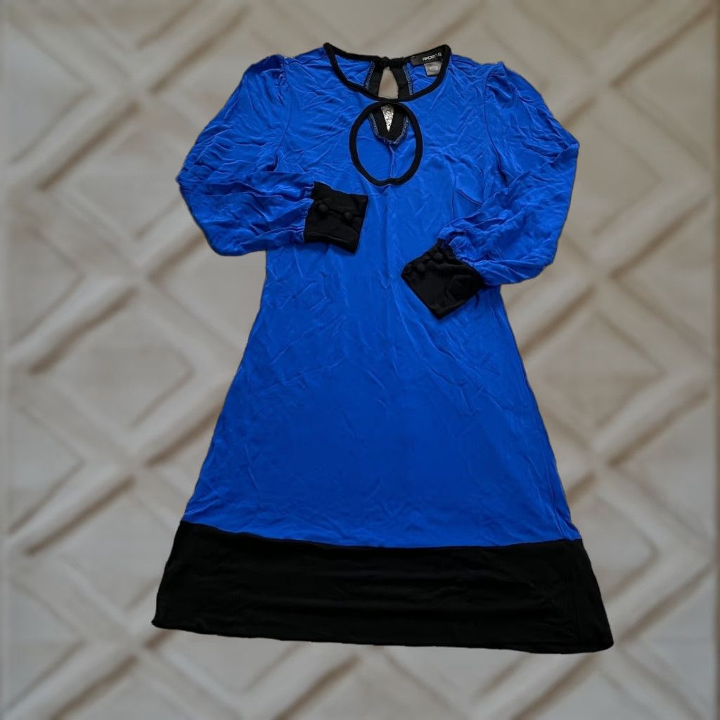 Vintage Arden B Maxi Dress Womens XS Blue Black Keyhole Long Sleeve Casual Rayon Size XS / US 0-2 / IT 36-38 - 1 Thumbnail