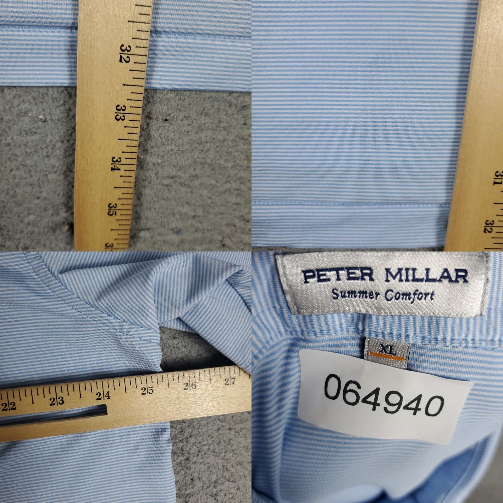 Peter Millar Peter Millar Polo Shirt Mens XL Light Blue Striped Golf Summer Comfort *STAINED* Size US XL / EU 56 / 4 - 8 Thumbnail