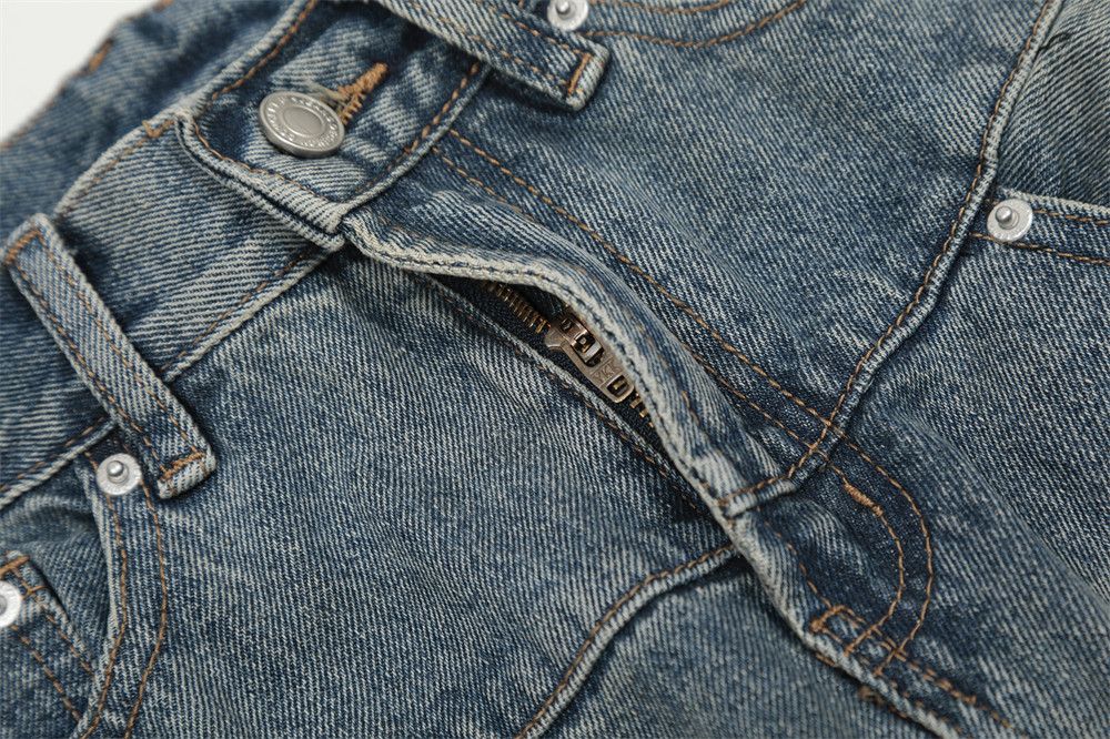 Jean × Vintage Ripped Spliced Jeans Distressed Retro Loose Size US 30 / EU 46 - 7 Thumbnail
