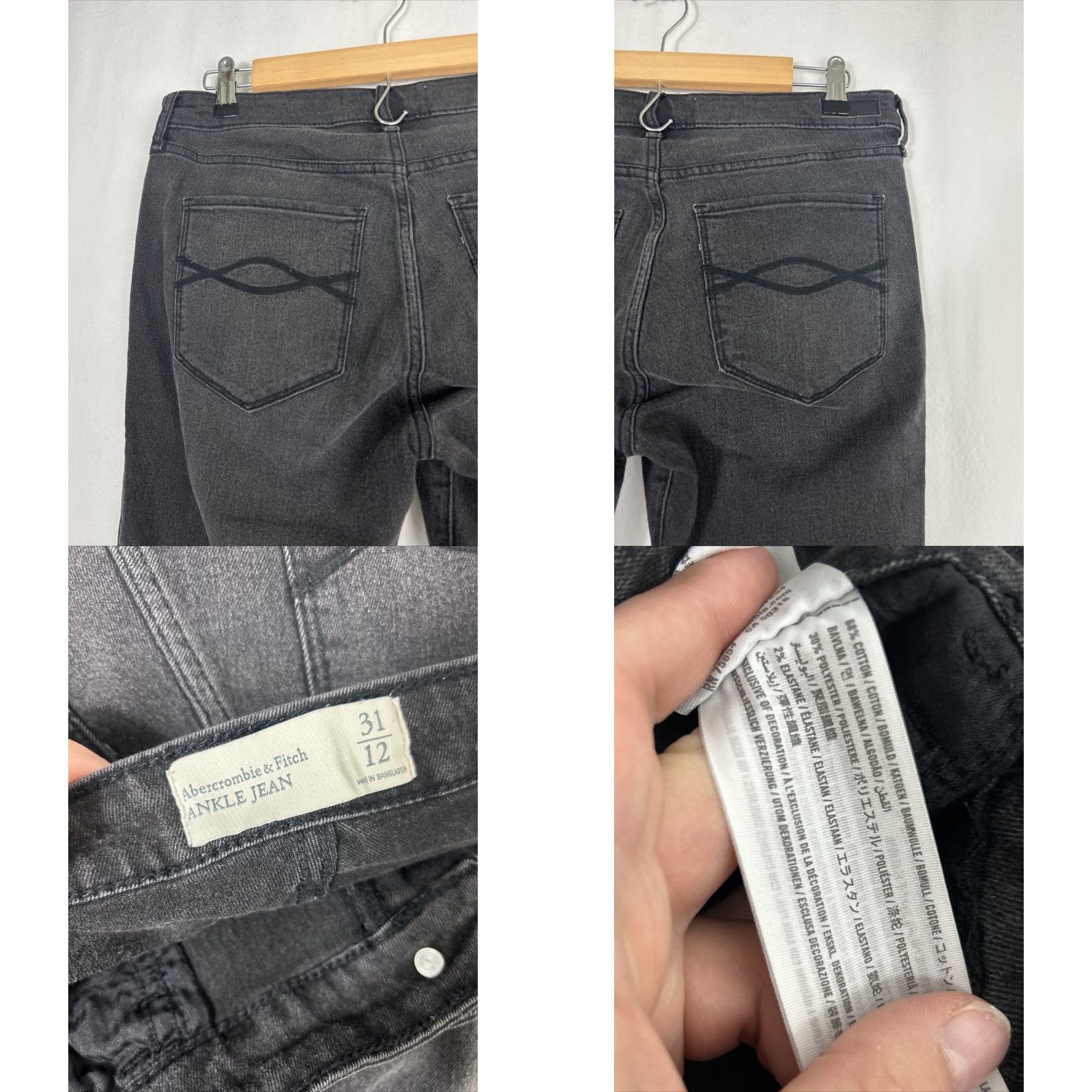 Abercrombie & Fitch Abercrombie & Fitch Jeans Ankle Women 12 Black Distressed Raw Hem 33x26 Fade Size 34" / US 12 / IT 48 - 9 Thumbnail