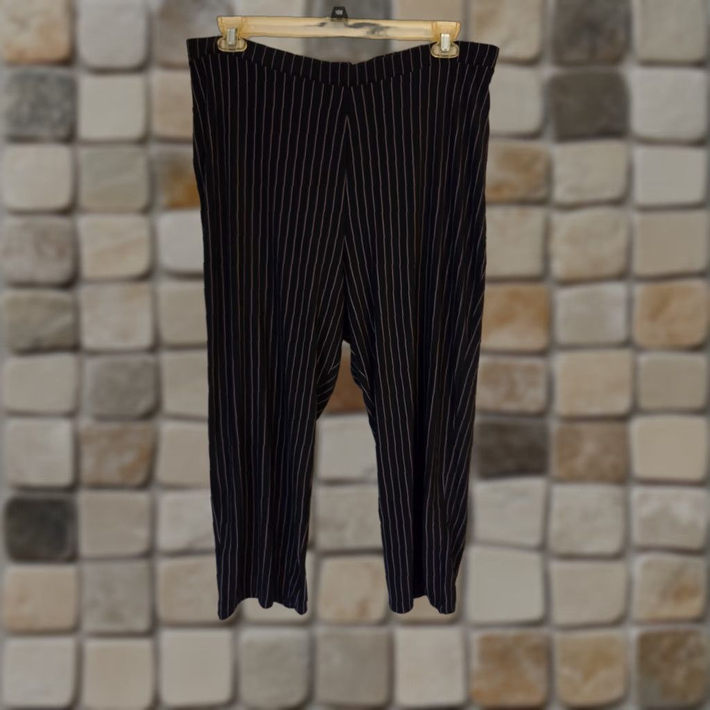 Vintage Studio 1940 Black Pink Pinstripe Pants Trousers 22/24 Plus Dress Pants Elastic Waist Men/Women? No. Size 40" / US 18 - 1 Thumbnail