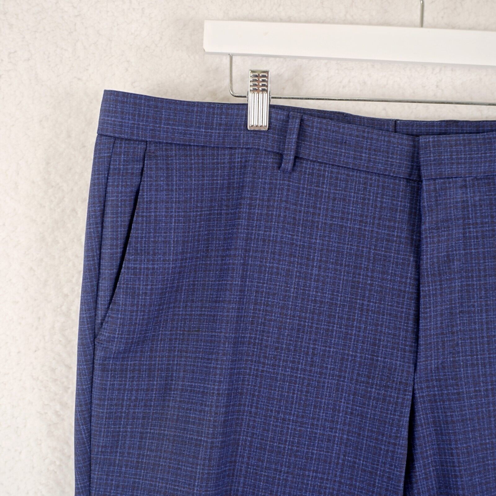 Hugo Boss Hugo Boss Ben2 Slim Fit Wool Blue Brown Check Flat Front Mid Size 40R - 2 Thumbnail