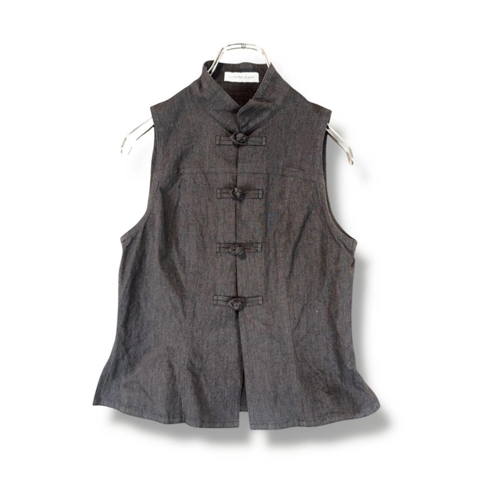 Other Chinese style 2000s grunge no sleeve brown blouse top Size XS / US 0-2 / IT 36-38 - 1 Thumbnail