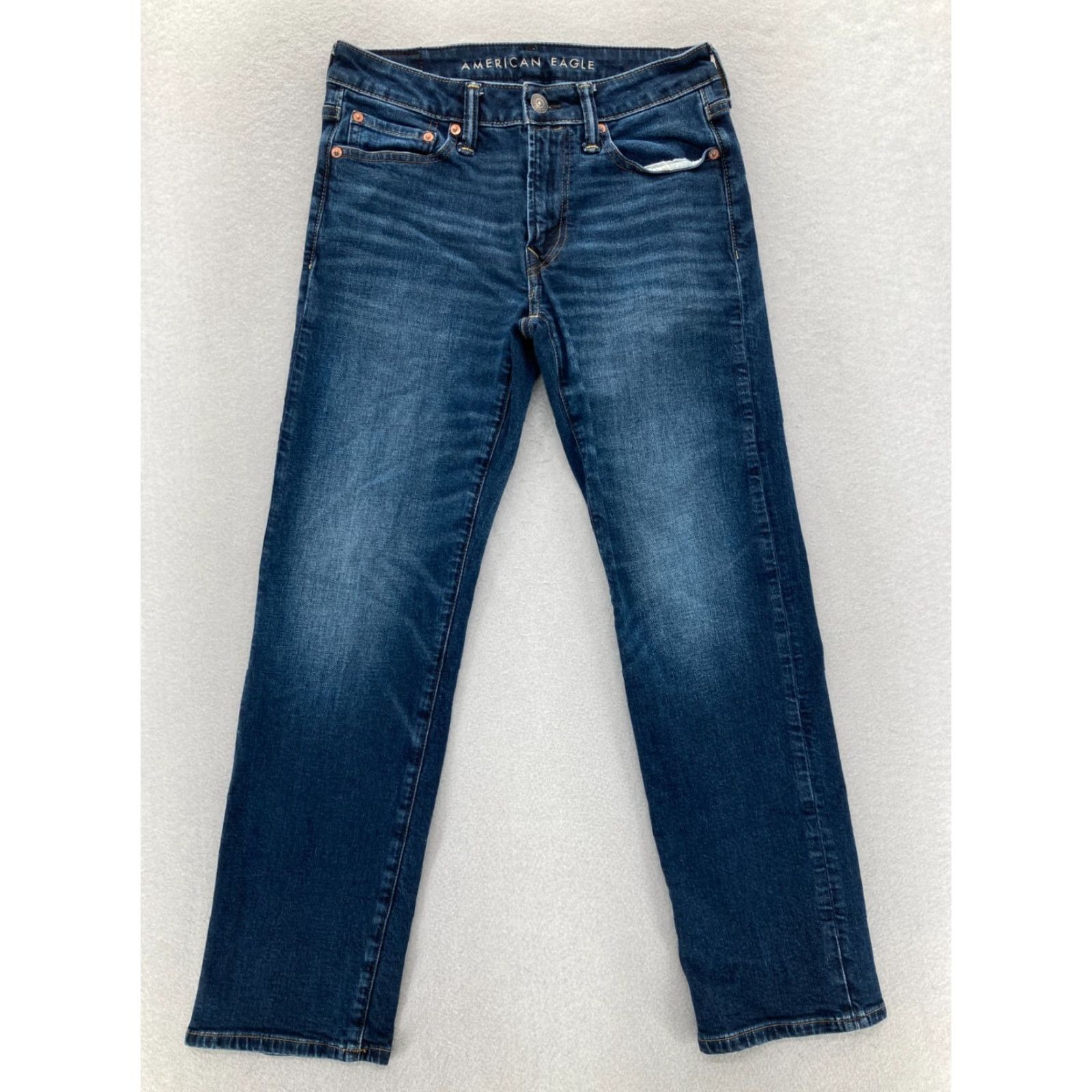 American Eagle Outfitters American Eagle Outfitters Jeans Mens 28x28 Original Straight Dark Wash Blue Stretch Denim Size US 28 / EU 44 - 2 Thumbnail