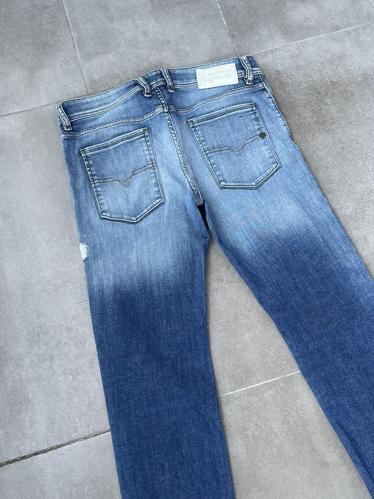 Diesel Diesel SLEENKER Distressed Multi Indigo Denim Pants Size US 31 - 15 Thumbnail