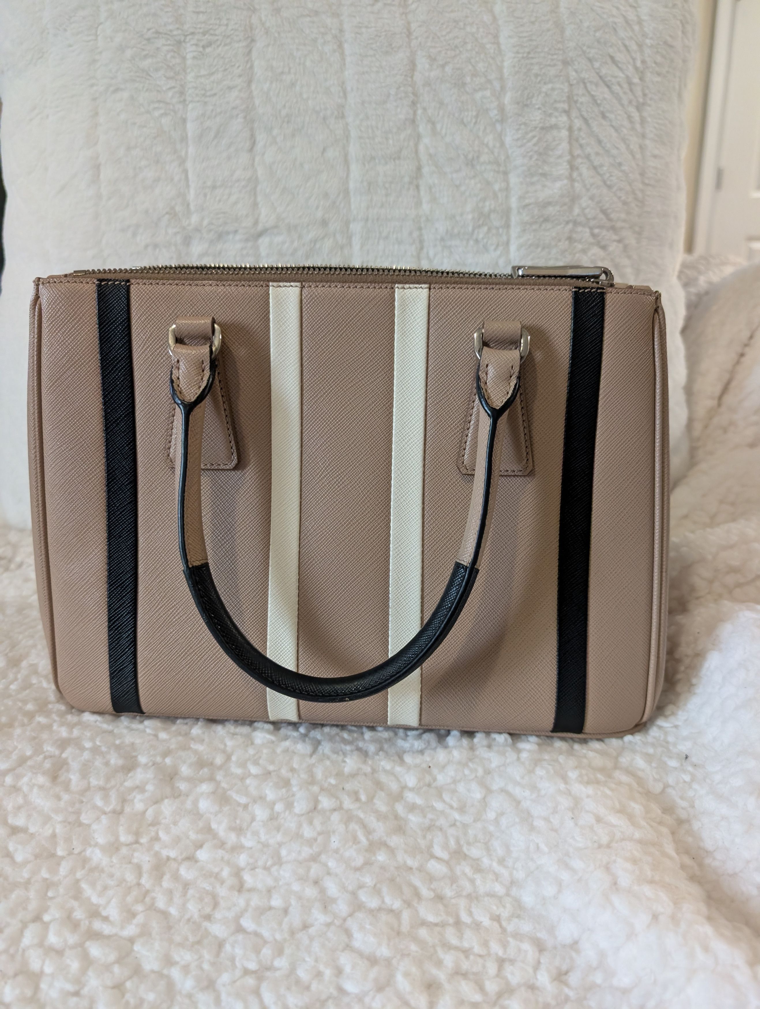 Prada PRADA tricolor stripe Saffiano Top Handle Satchel Size ONE SIZE - 13 Thumbnail