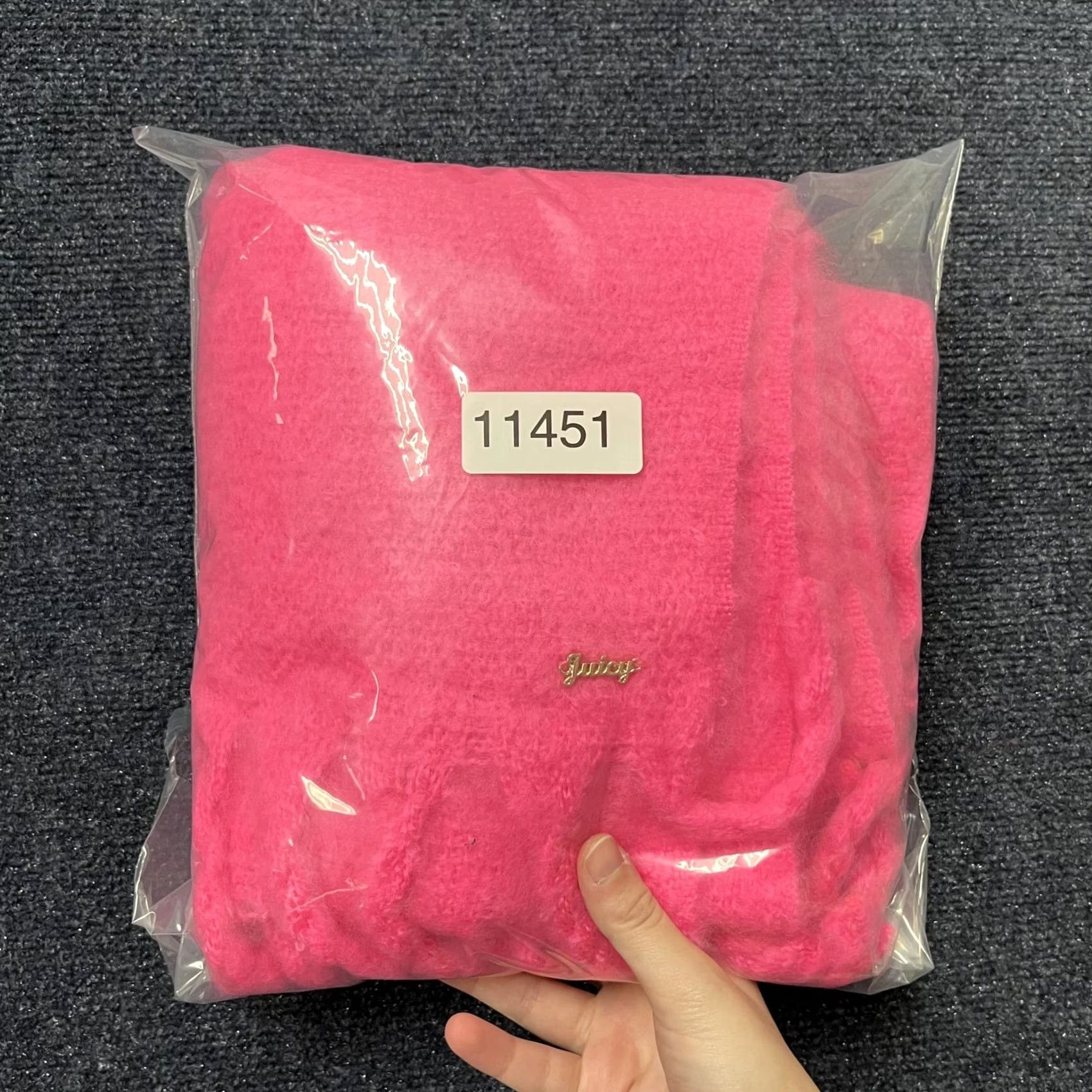 Juicy Couture Juicy Couture Scarf Womens One Size Pink Fuzzy Fringe Logo Winter Wrap Size ONE SIZE - 6 Thumbnail