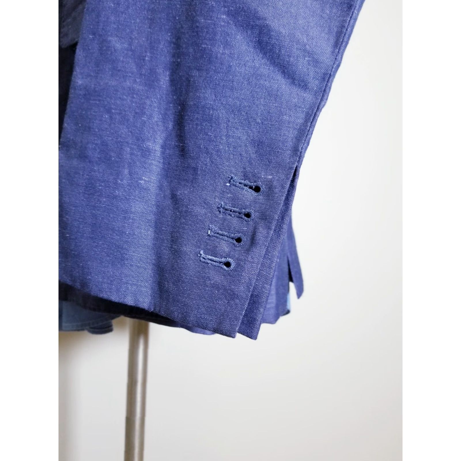 Vintage Bespoke 40L Purple Linen Silk Sport Coat Blazer Jacket Rahman Fashions Notch Lapel Two Button 4-Button Surgeon Cuffs Long Solid Vintage? No—Wait Size 40R - 5 Thumbnail