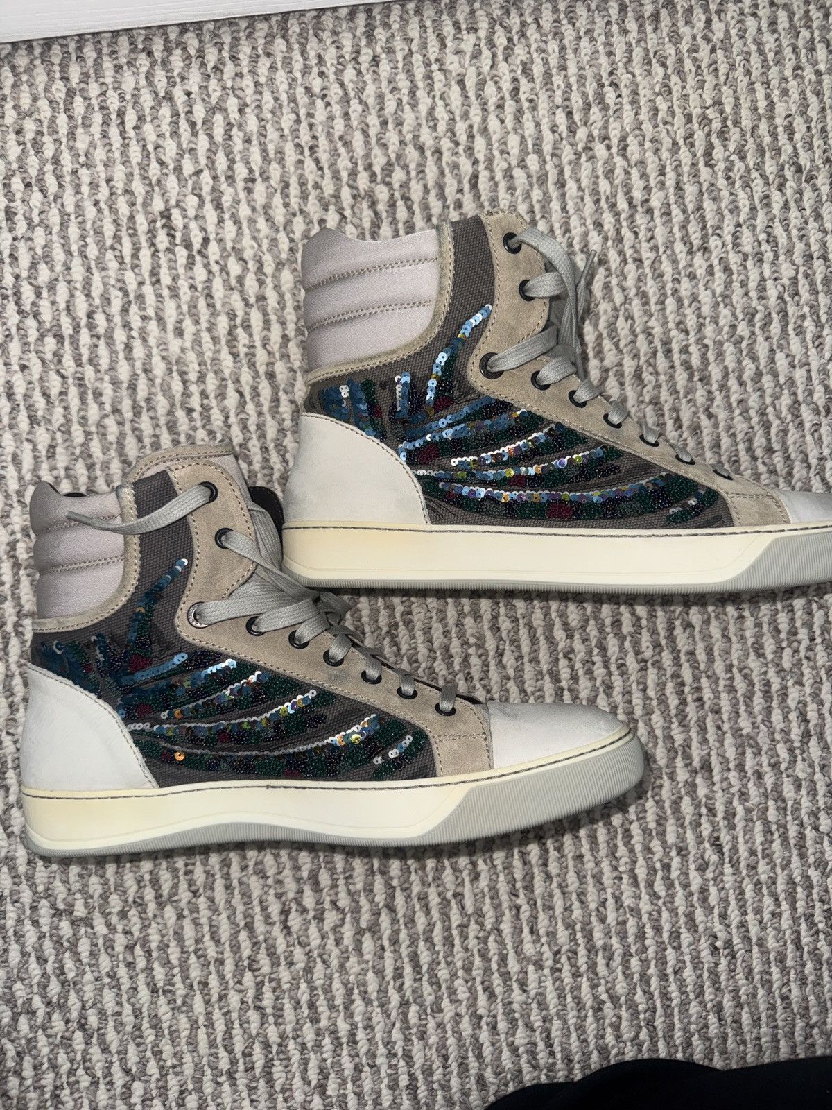 Lanvin Lanvin High-Top Sequin Embroidered Trainer –Multi-Color US 8 Size US 8 / EU 41 - 2 Thumbnail