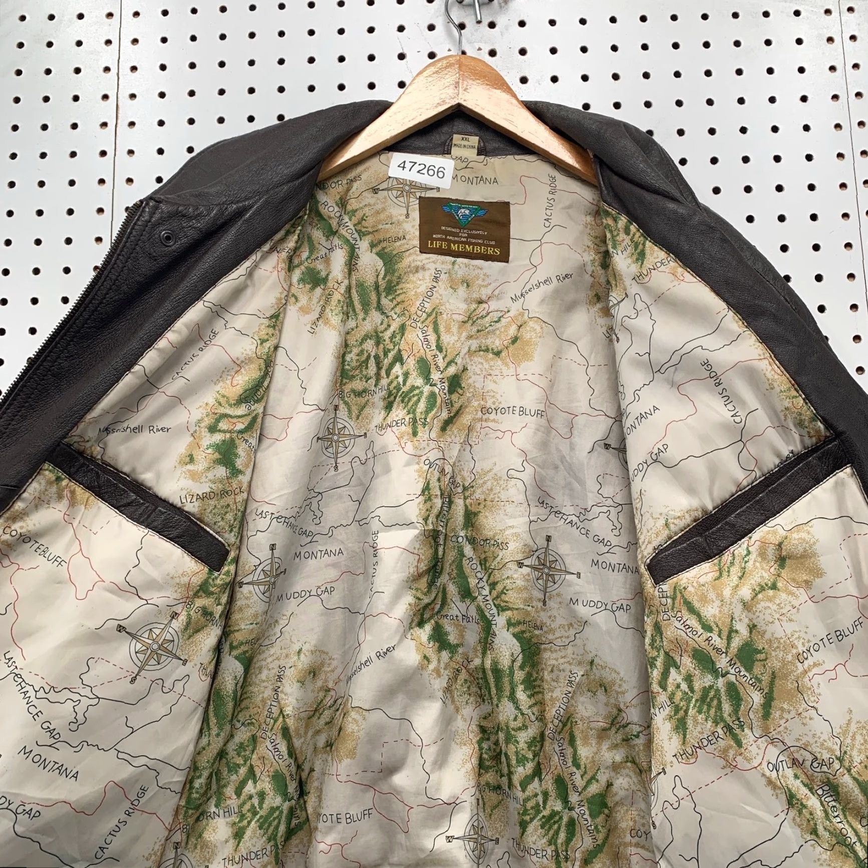 Vintage VINTAGE Life Members Bomber Jacket Mens 2XL Brown River Map Liner Jacket Size US XXL / EU 58 / 5 - 4 Thumbnail