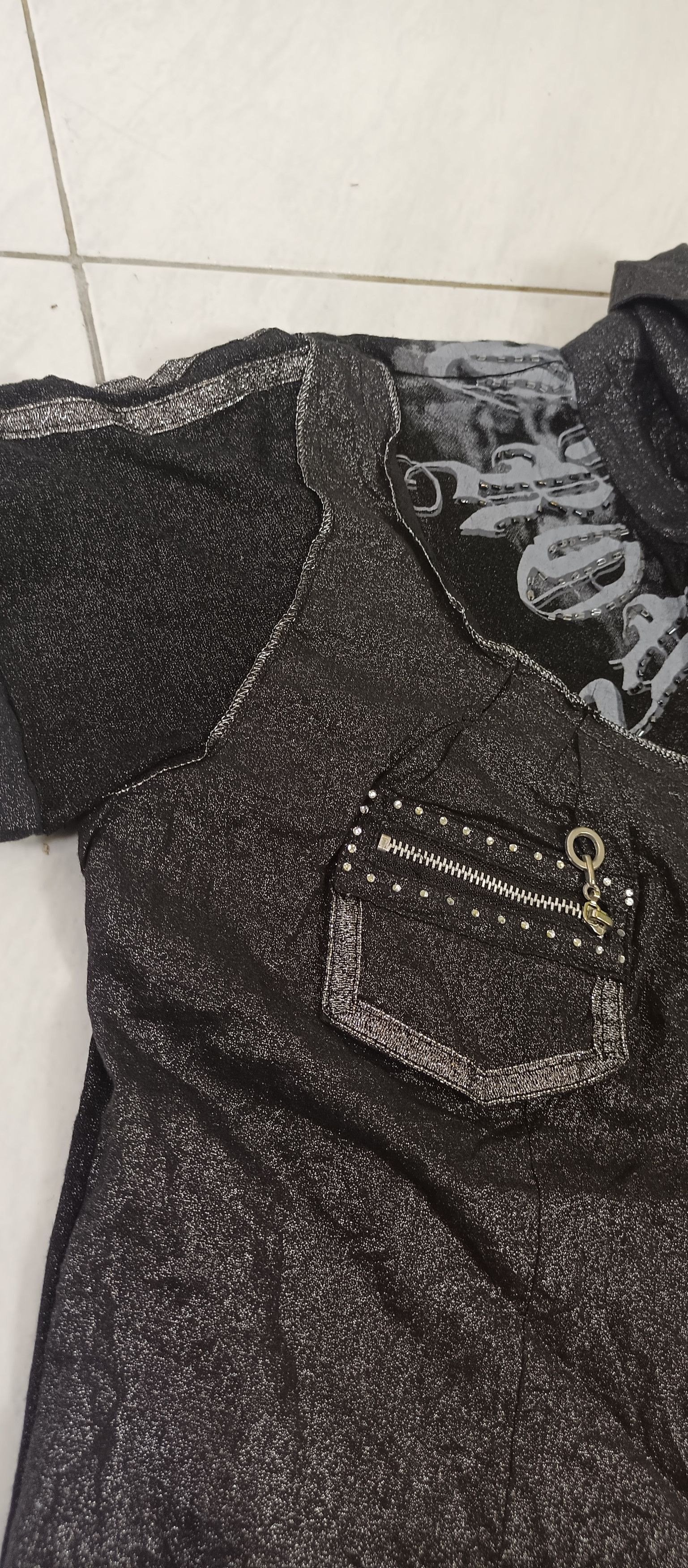 Japanese Brand Women's Black Poem Shimmer Blouses Short Sleeve Size US M / EU 48-50 / 2 - 10 Thumbnail