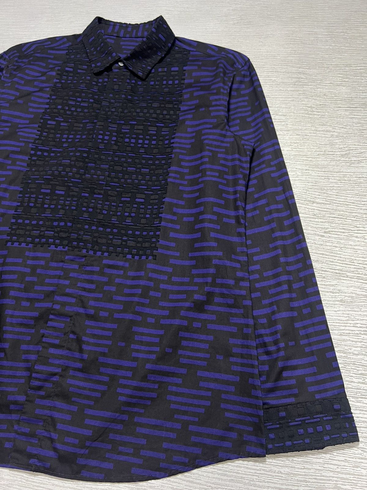 Issey Miyake Issey Miyake Men - Geometric Pattern Longsleeve Shirt Size US L / EU 52-54 / 3 - 6 Thumbnail