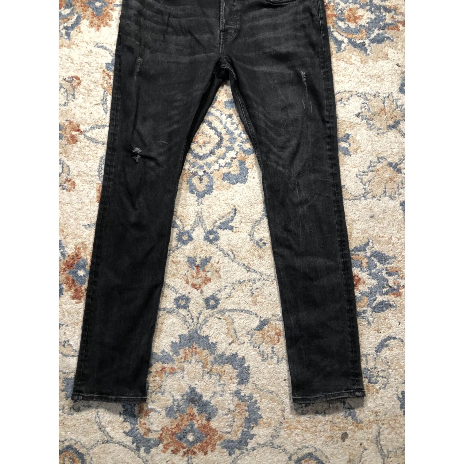 Allsaints AllSaints Jeans Rex Skinny Fit Distressed Denim Black Wash 32 Mens Size US 32 / EU 48 - 4 Thumbnail